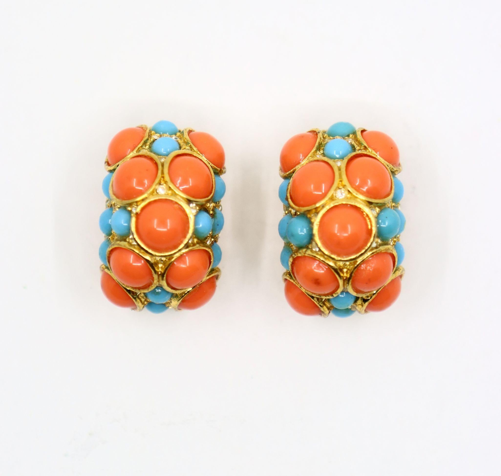 Set di orecchini e bracciali KJL d'oro con strass di finto turchese in vendita 7