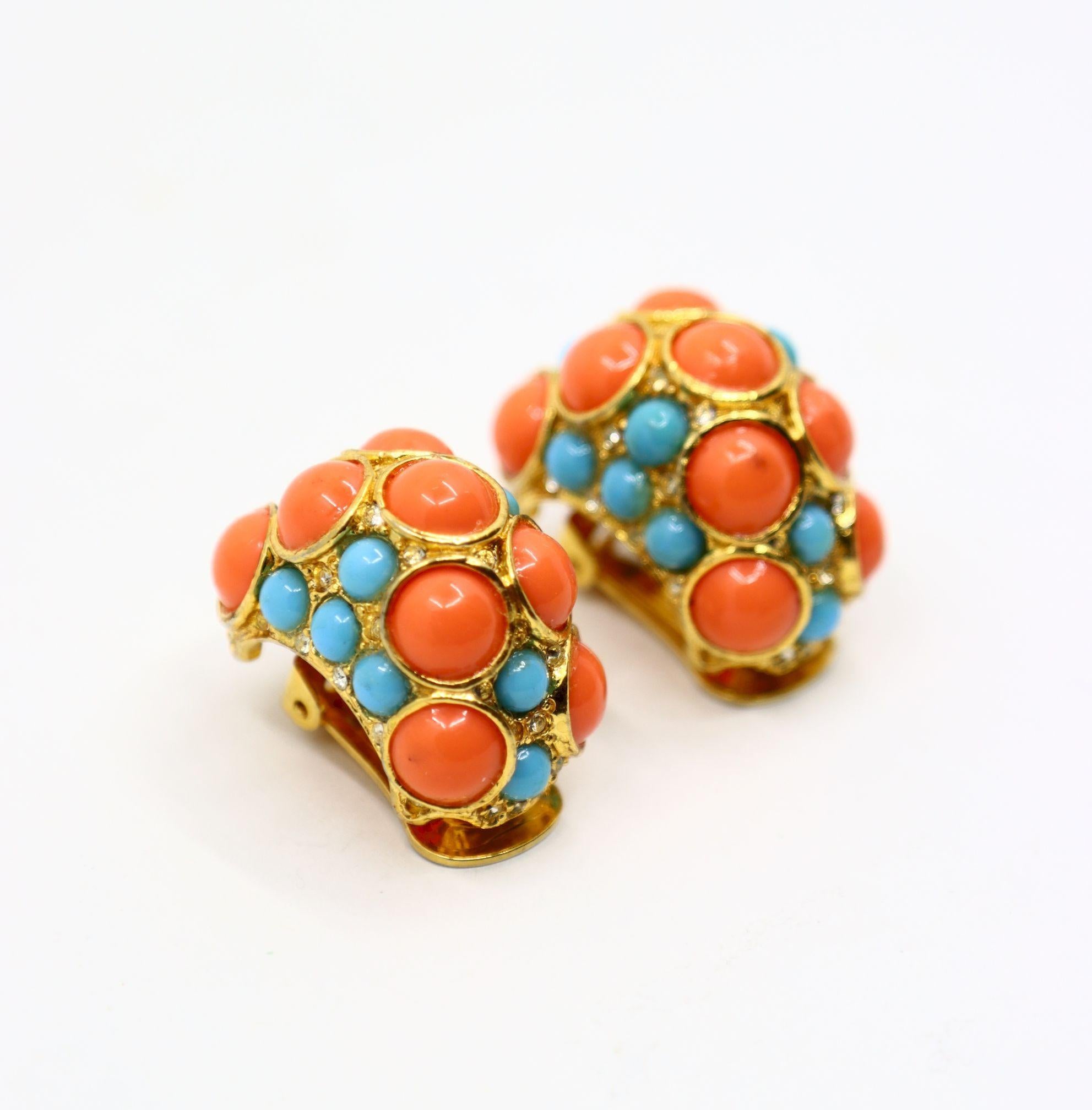 Set di orecchini e bracciali KJL d'oro con strass di finto turchese in vendita 8