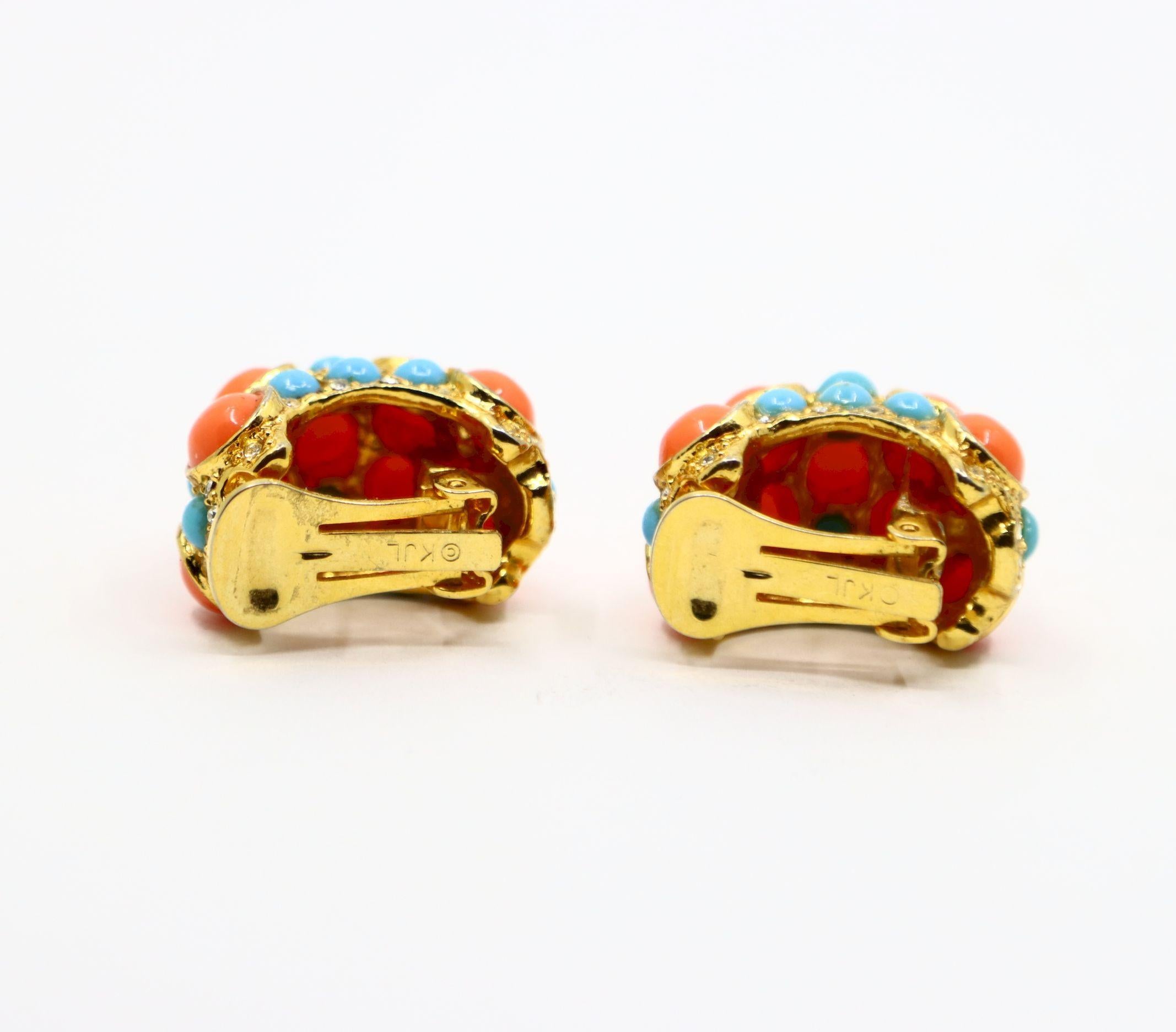 Set di orecchini e bracciali KJL d'oro con strass di finto turchese in vendita 10