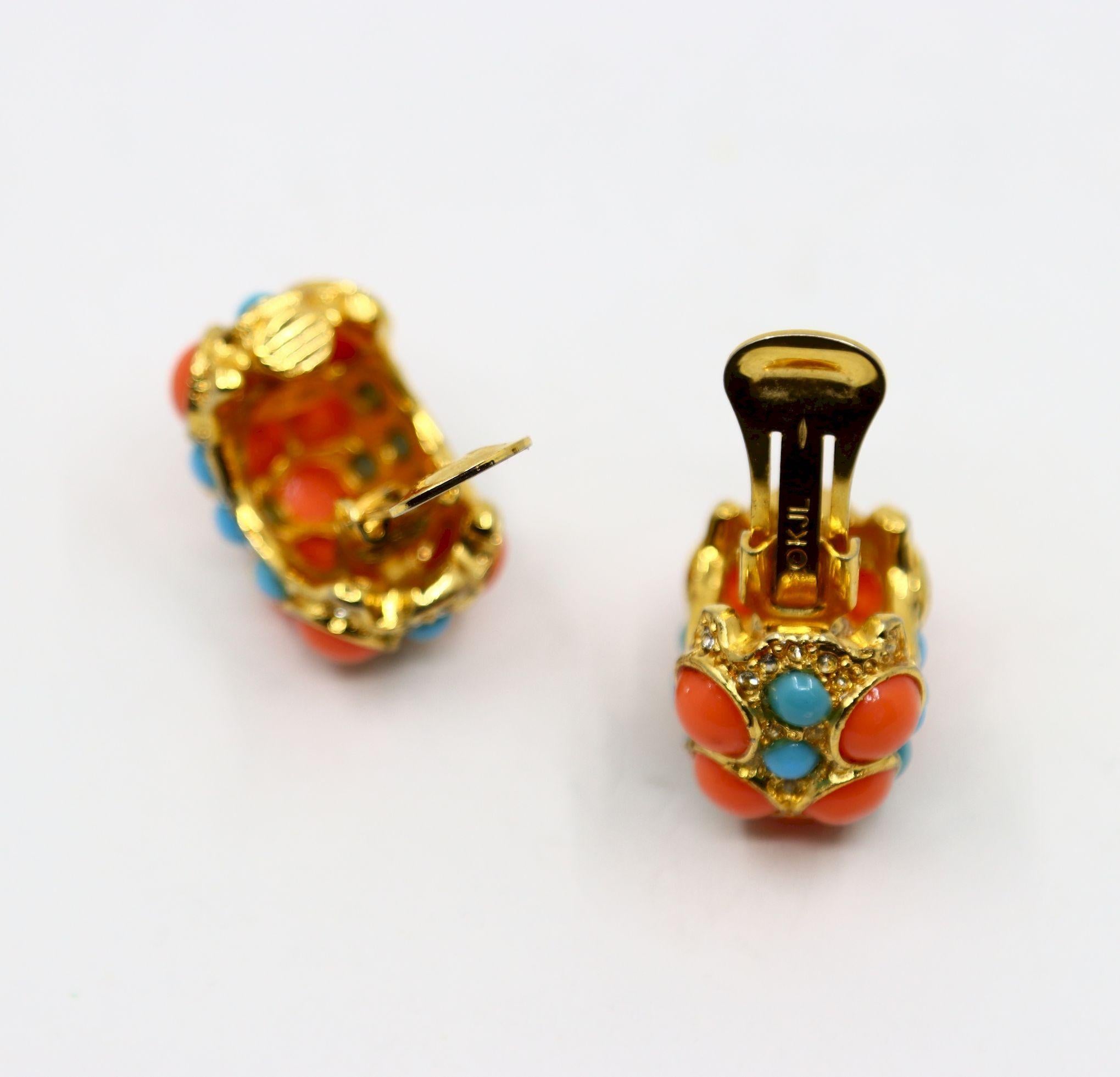 Set di orecchini e bracciali KJL d'oro con strass di finto turchese in vendita 11