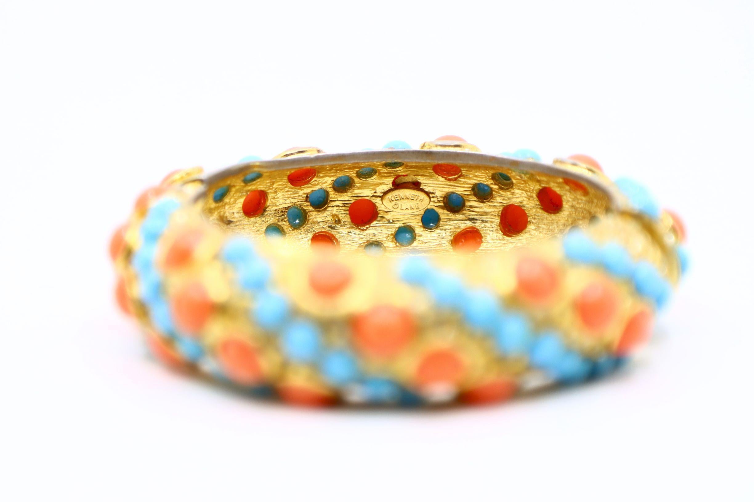 Set di orecchini e bracciali KJL d'oro con strass di finto turchese in vendita 4