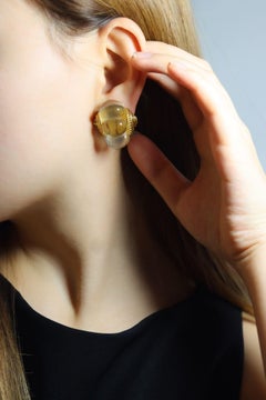 Vintage K.J.L Gold Tone Transparent Resin Earrings