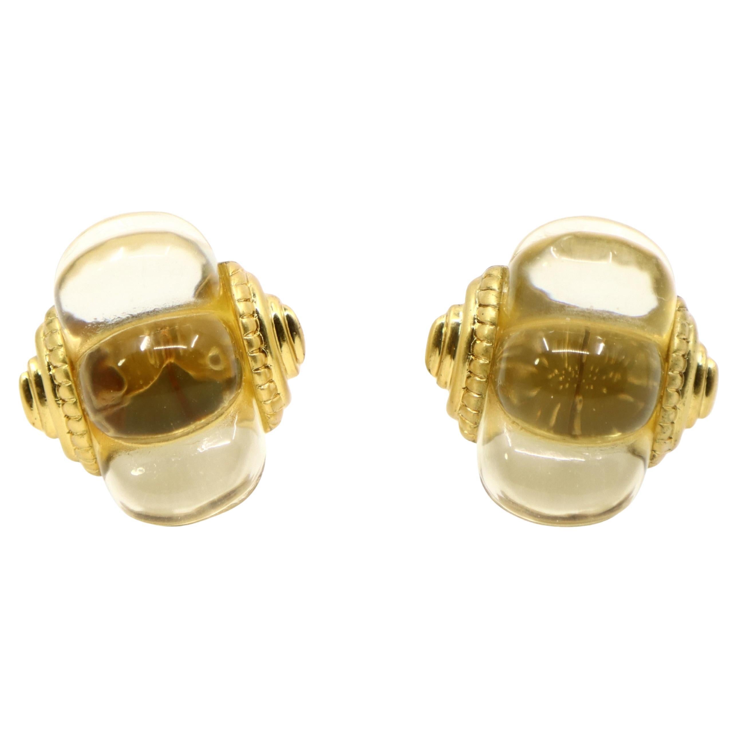 Orecchini vintage in resina trasparente color oro di K.J.L.