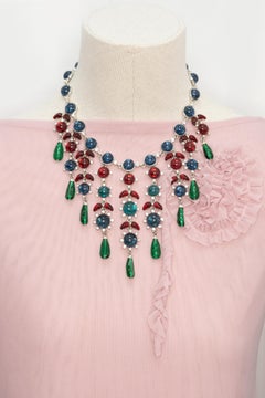 Vintage KJL Kenneth Jay Lane Collier à cabochons multicolores