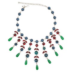 Vintage KJL Kenneth Jay Lane Collier à cabochons multicolores