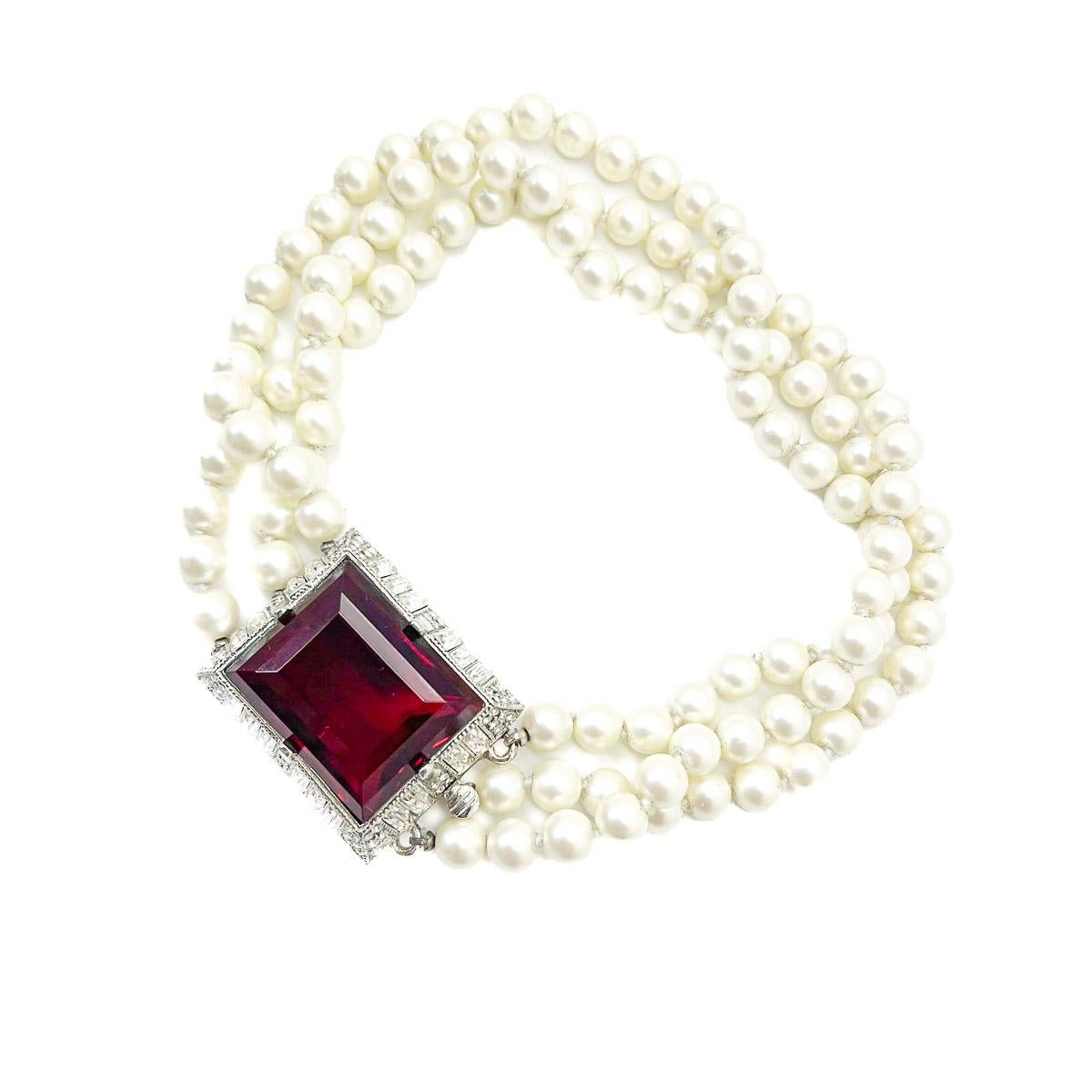 KJL Kenneth Jay Lane torsade vintage rubis perlée des années 1990 Unisexe en vente