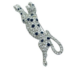 KJL KENNETH JAY LANE d'epoca, spilla con pantera in strass color argento firmata
