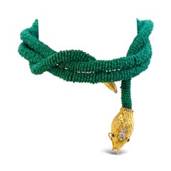 Vintage KJL Turquoise Color Beaded Snake Wrap Necklace, circa 1960s