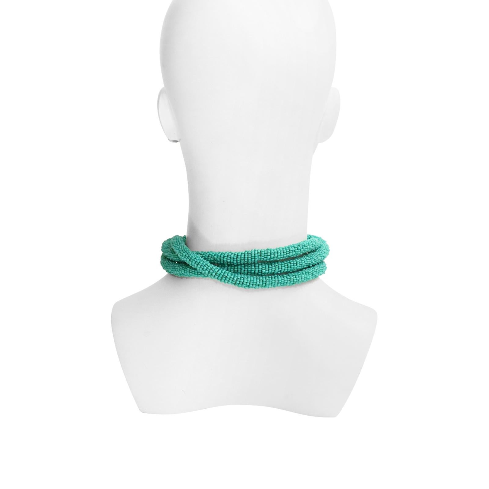 Modern Vintage KJL Turquoise Color Beaded Snake Wrap Necklace, circa 1960s For Sale