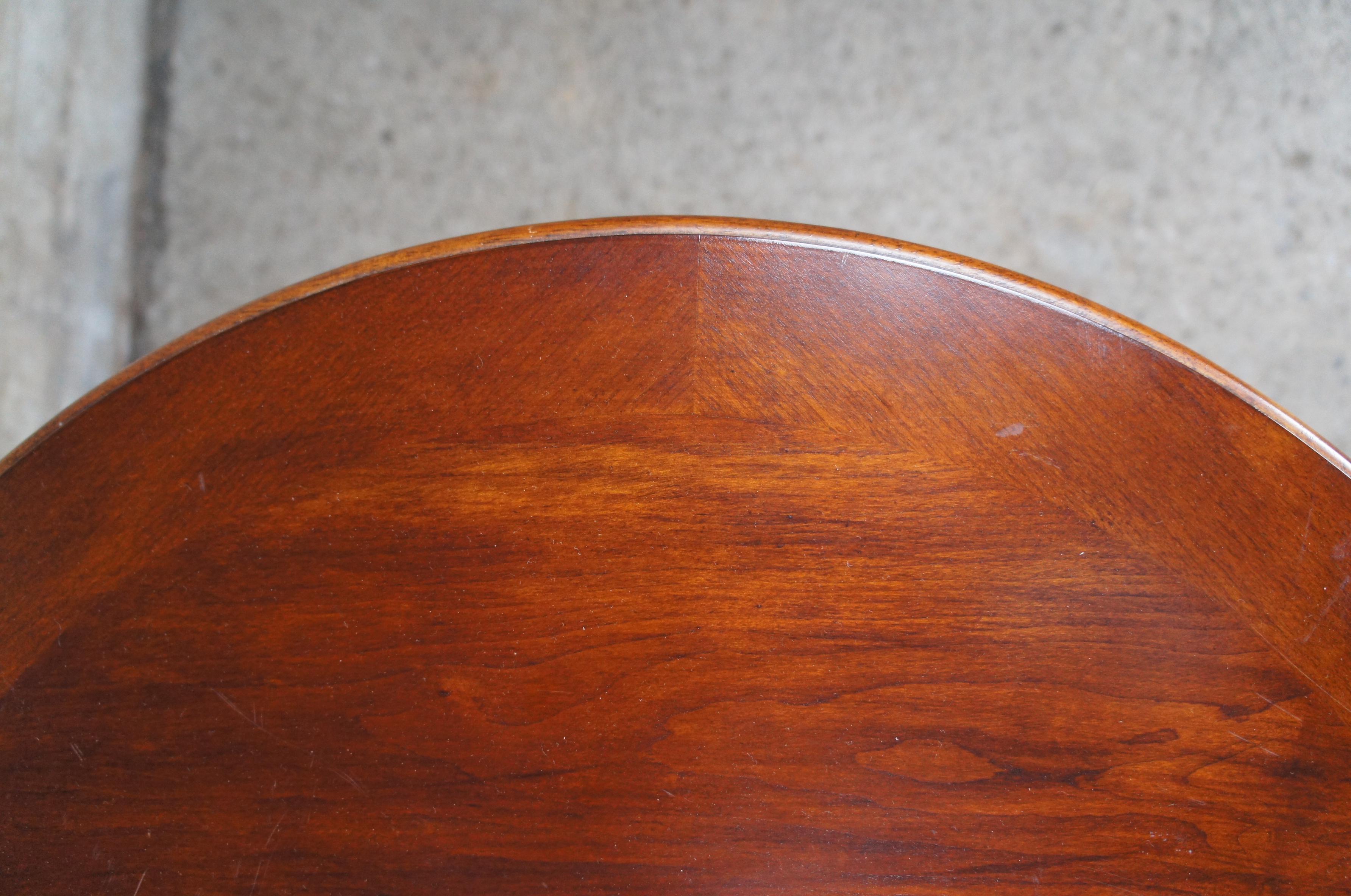Vintage Klaussner Furniture Round Oak Knockdown Gateleg Side Accent Table 5
