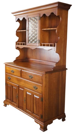 Vintage Kling Colonial American Country Solid Cherry China Hutch Cupboard Server