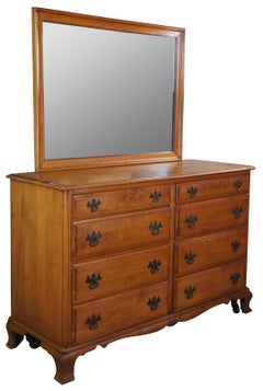 Vintage Kling Olde Orchard Maple Colonial Chippendale Mirror Vanity Dresser Ches