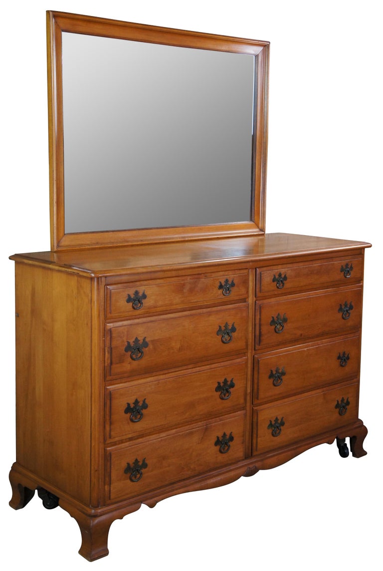 Vintage Kling Olde Orchard Maple Colonial Chippendale Mirror Vanity