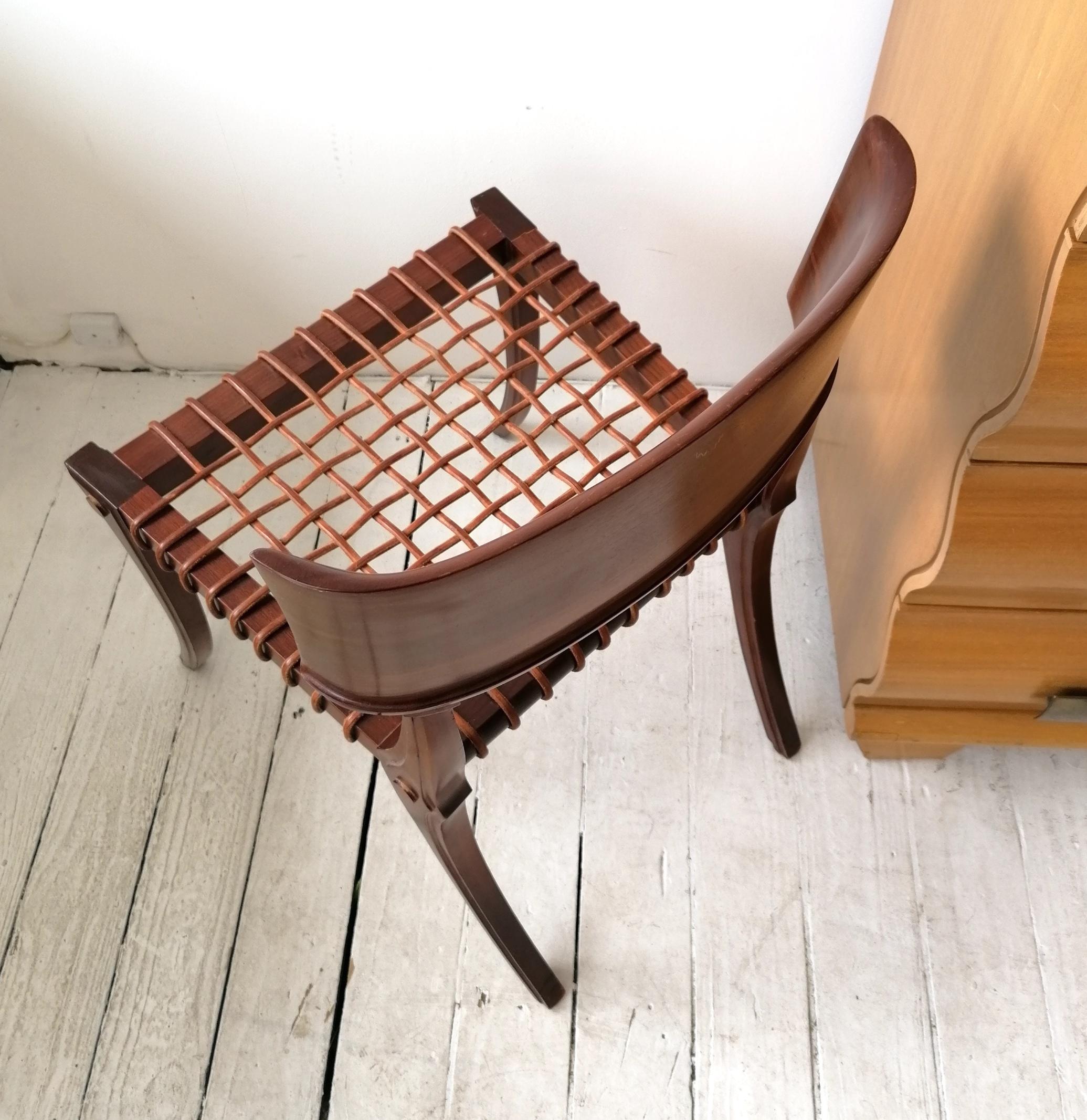 Leather Vintage Klismos Chair by T H Robsjohn Gibbings for John Widdicomb, USA, 80s/90s