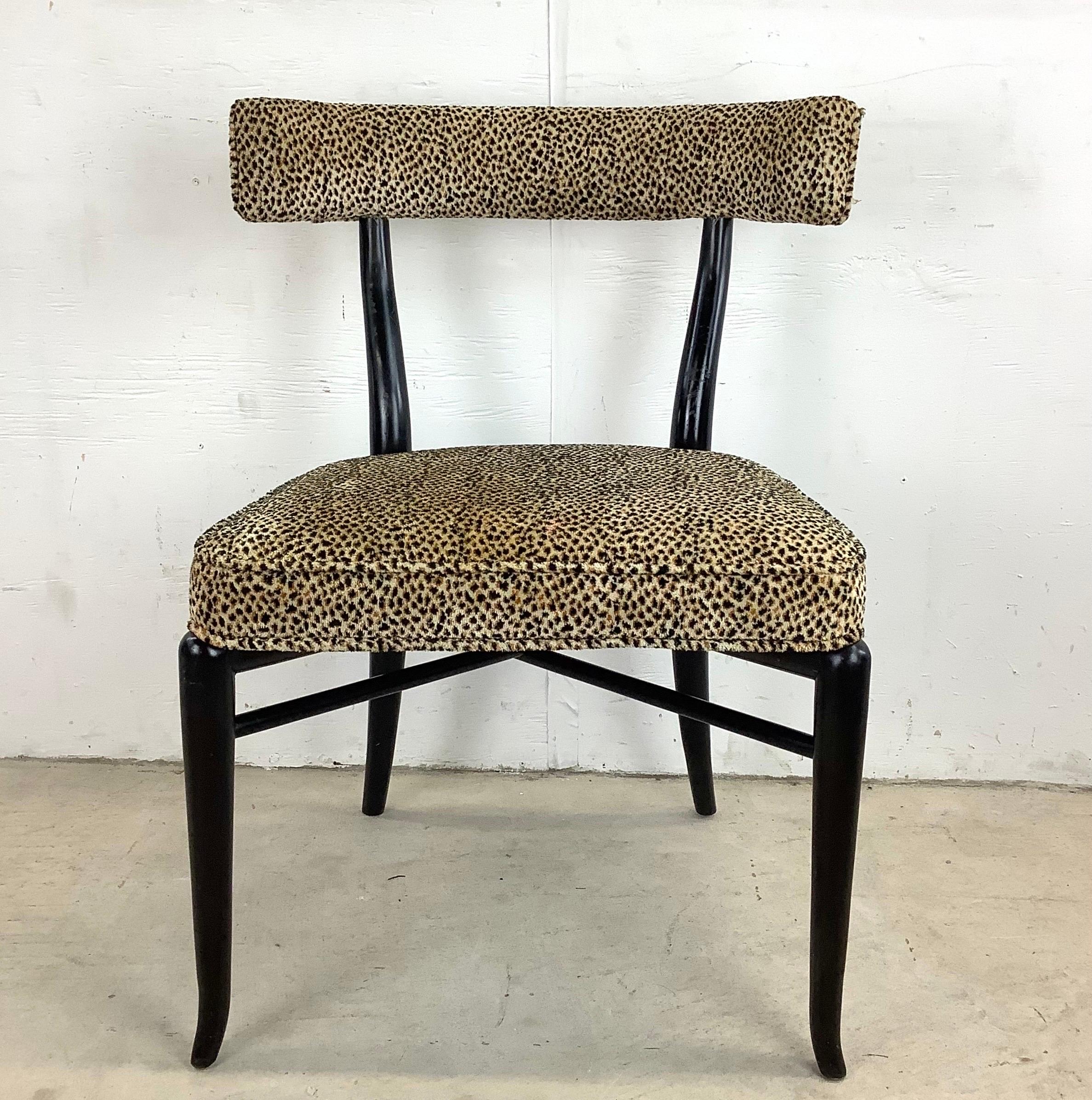 Mid-Century Modern Vintage Klismos Chair in Leopard Print Attr. to t.h. Robsjohn-Gibbings