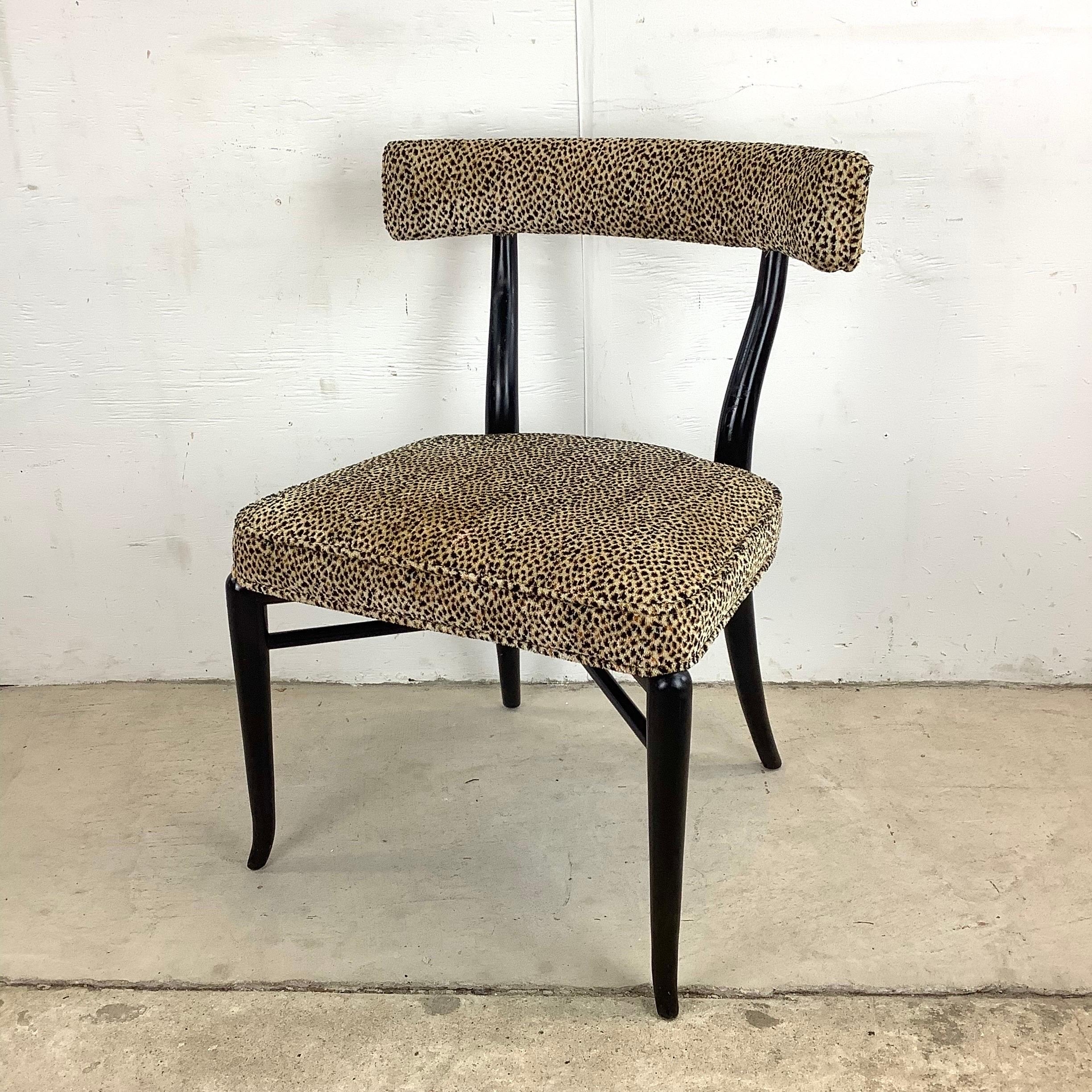 Vintage Klismos Chair in Leopard Print Attr. to t.h. Robsjohn-Gibbings In Good Condition In Trenton, NJ