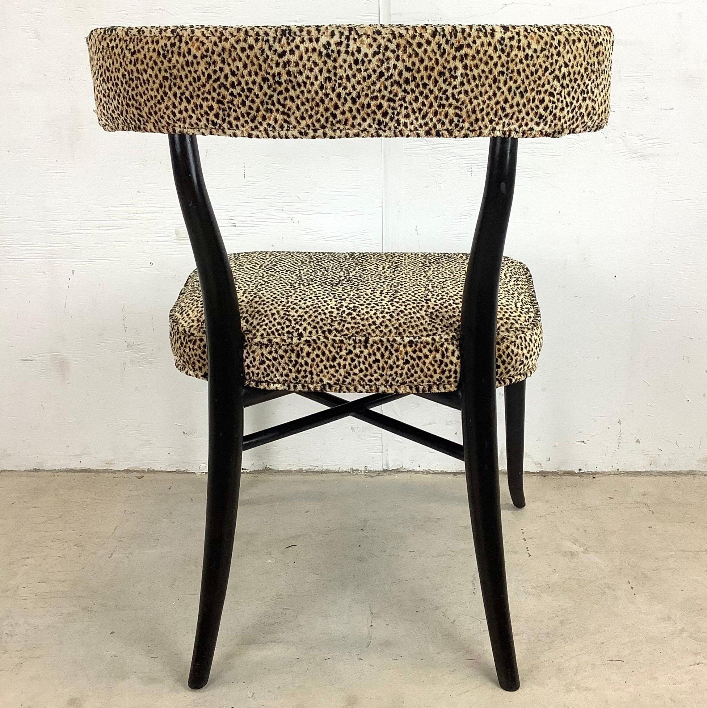 20th Century Vintage Klismos Chair in Leopard Print Attr. to t.h. Robsjohn-Gibbings