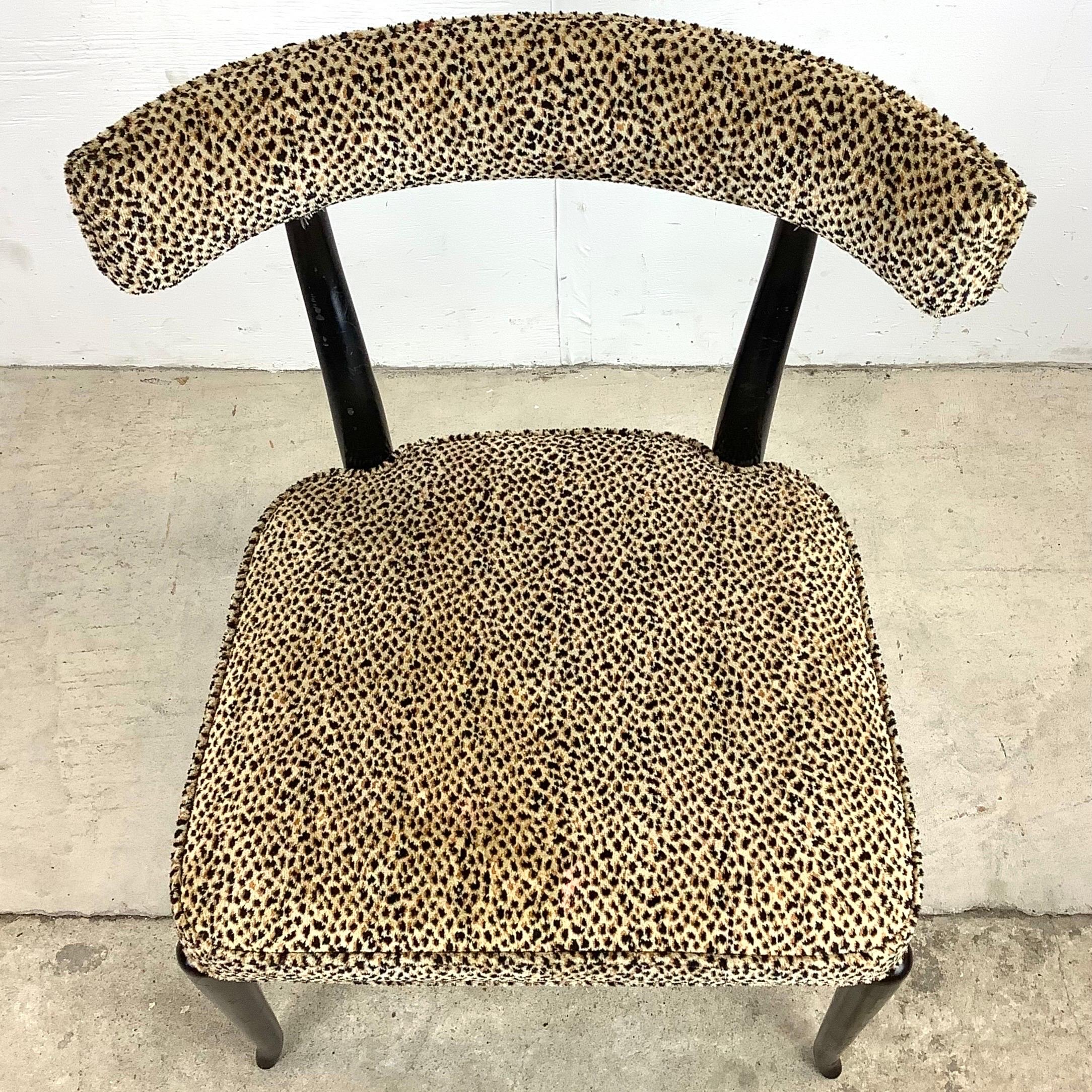 Upholstery Vintage Klismos Chair in Leopard Print Attr. to t.h. Robsjohn-Gibbings