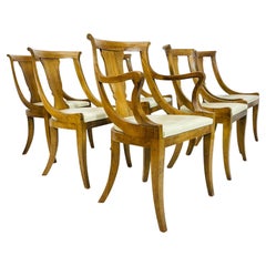 Sedie da pranzo Klismos vintage con struttura scultorea in Wood, set da 6