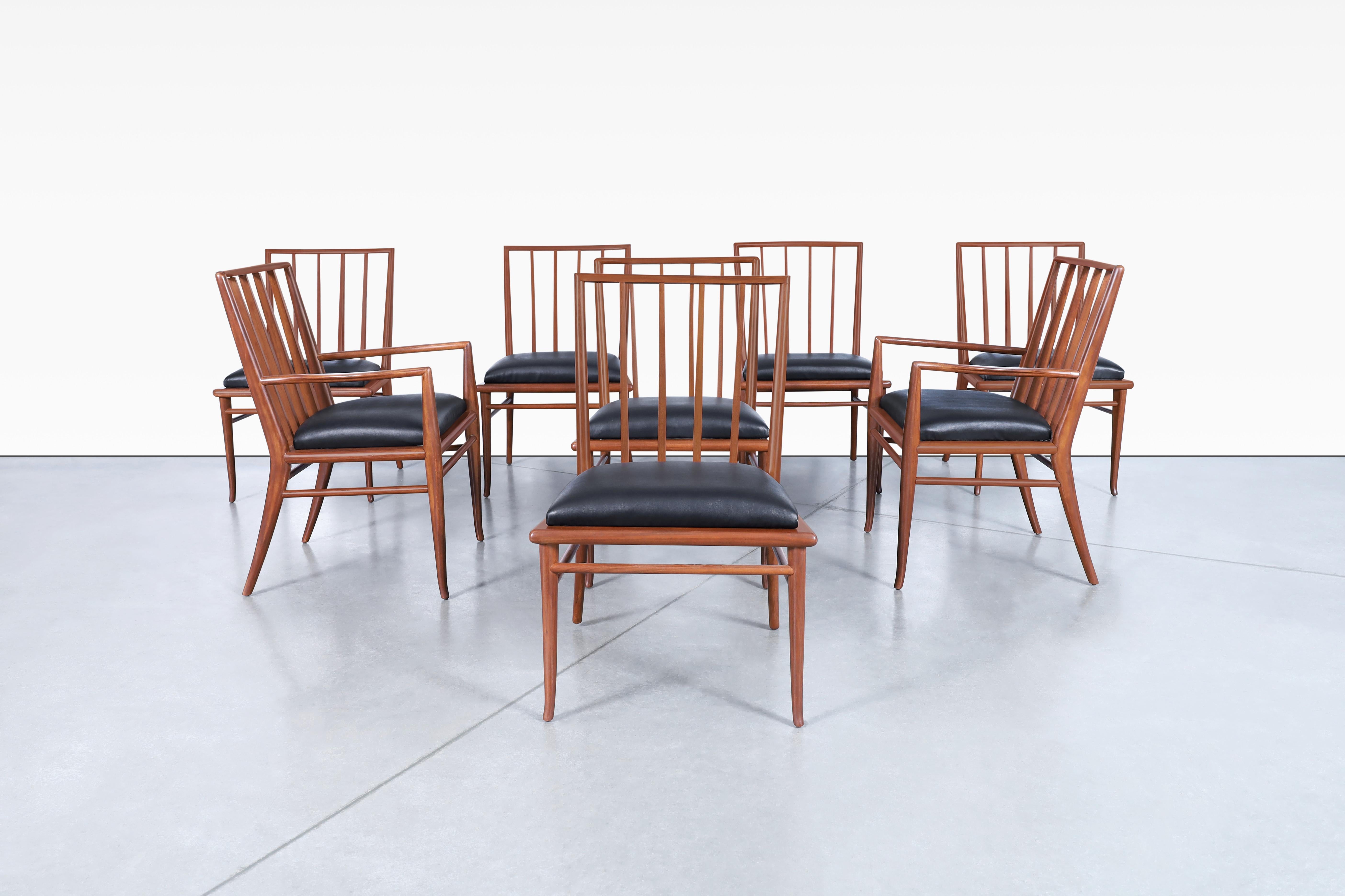 Faux Leather Vintage Klismos Legs Dining Set by T.H. Robsjohn-Gibbings for Widdicomb