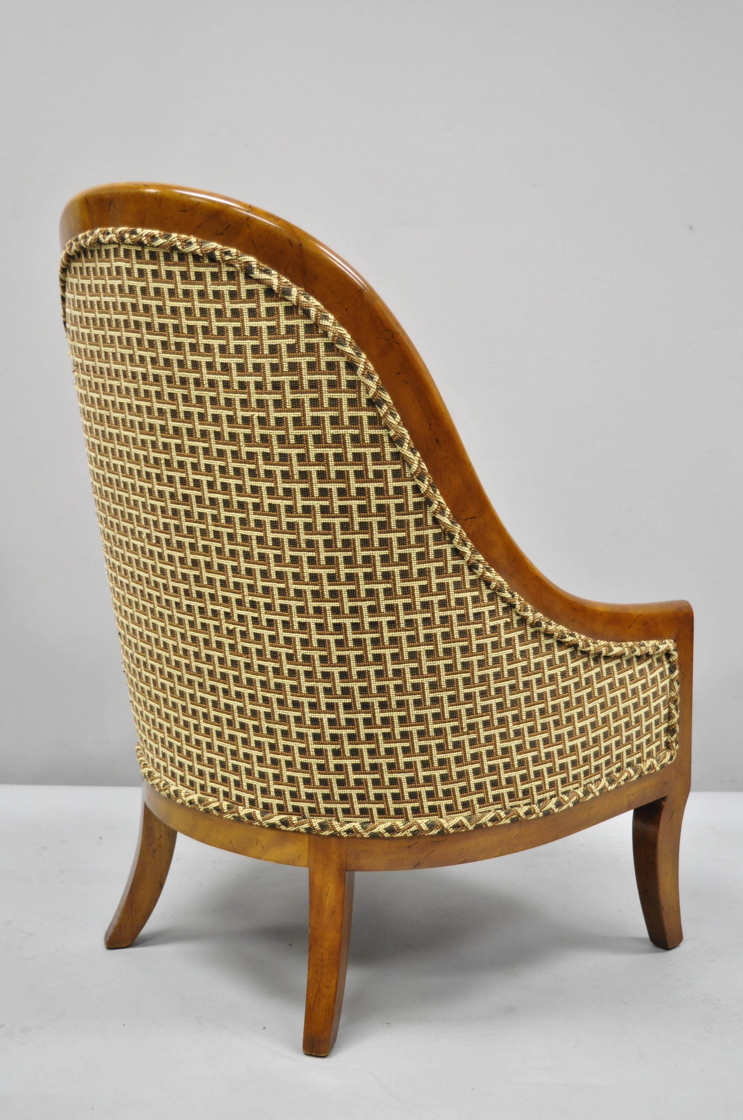 Fabric Klismos Saber Leg Slipper Lounge Chair Attributed to Michael Taylor for Baker