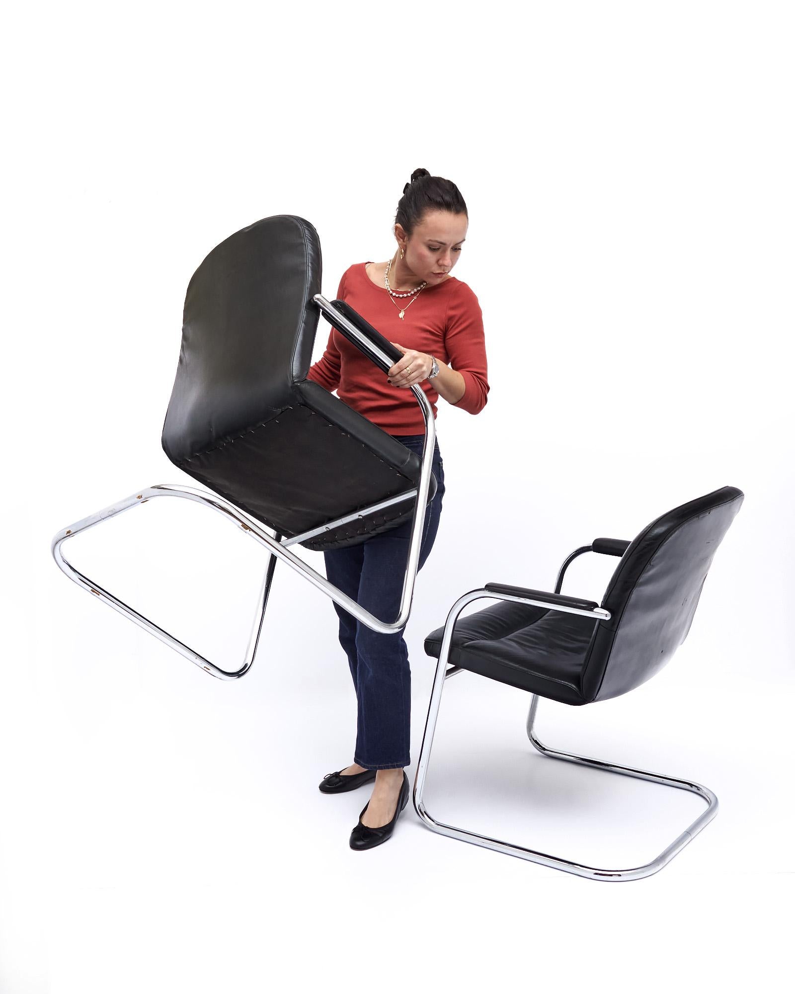 Fauteuils en cuir Vintage Klöber en vente 3