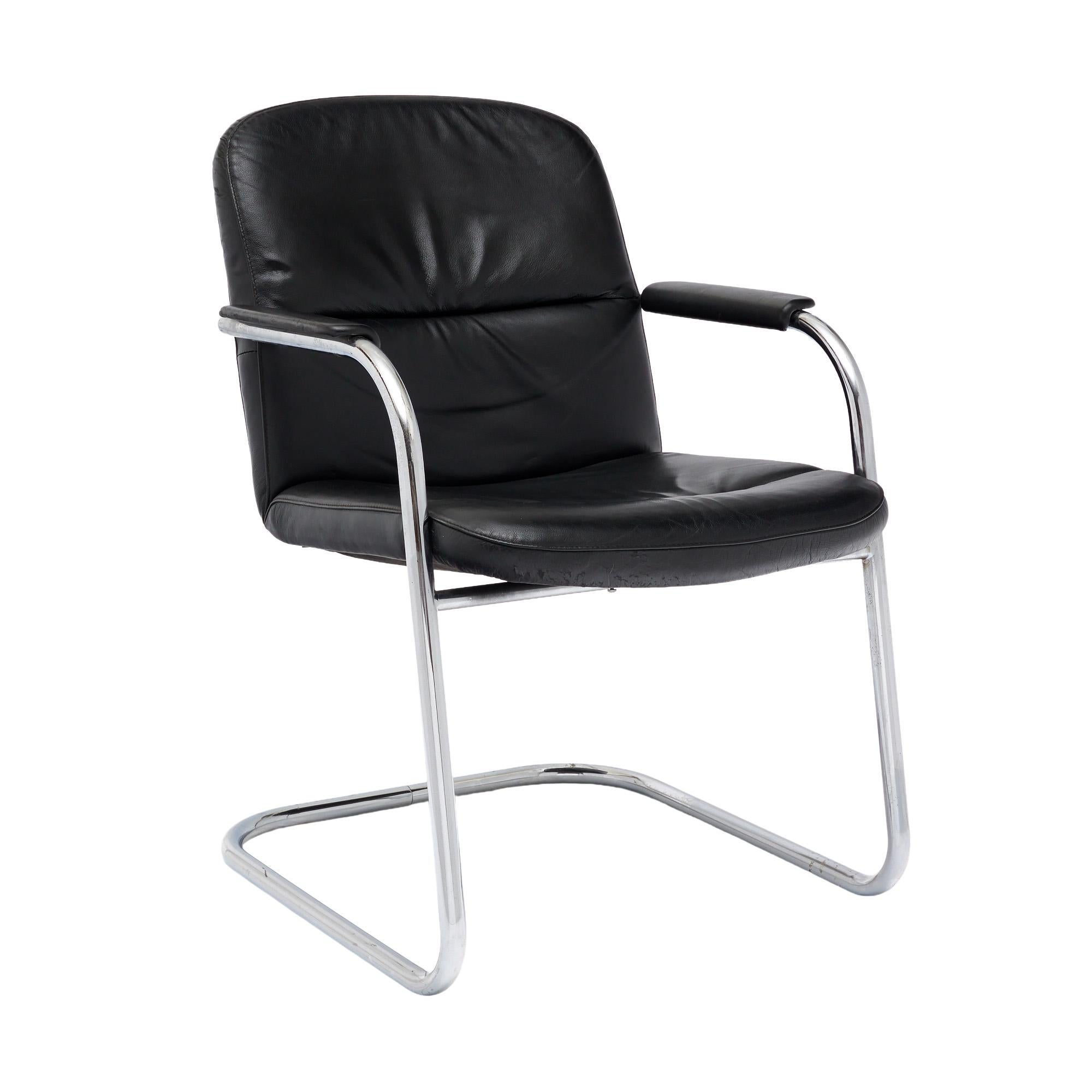 Mid-Century Modern Fauteuils en cuir Vintage Klöber en vente