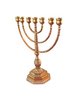 Menorah vintage in ottone di Klostermalm, candelabro a sette bracci, Svezia