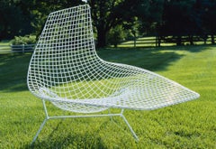Vintage Knoll Assymetrical Lounge Chair Chaise, Harry Bertoia, White Pad, 1952
