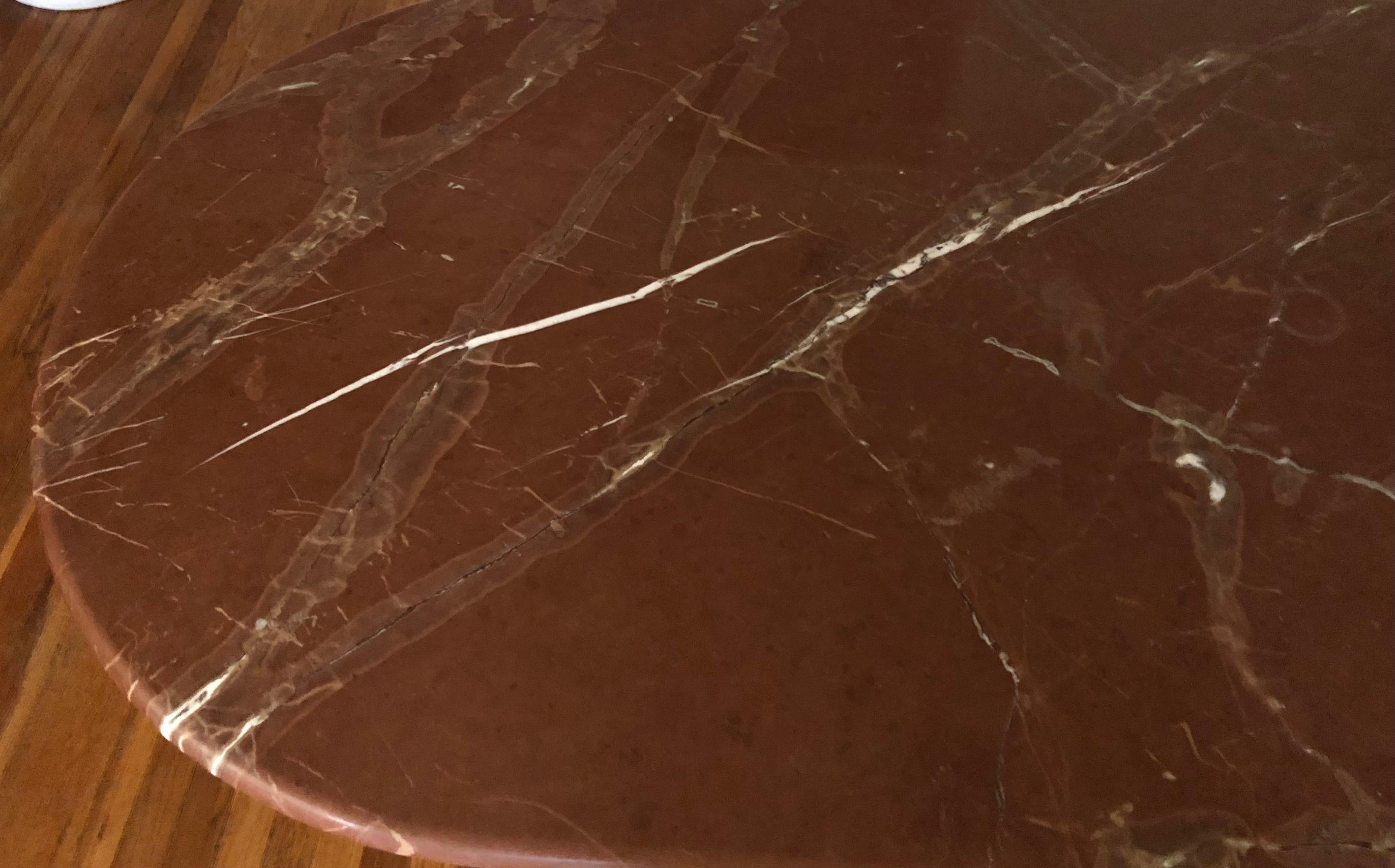 Modern Vintage Knoll Dining Table by Joe D'urso in Rojo Alicante Marble