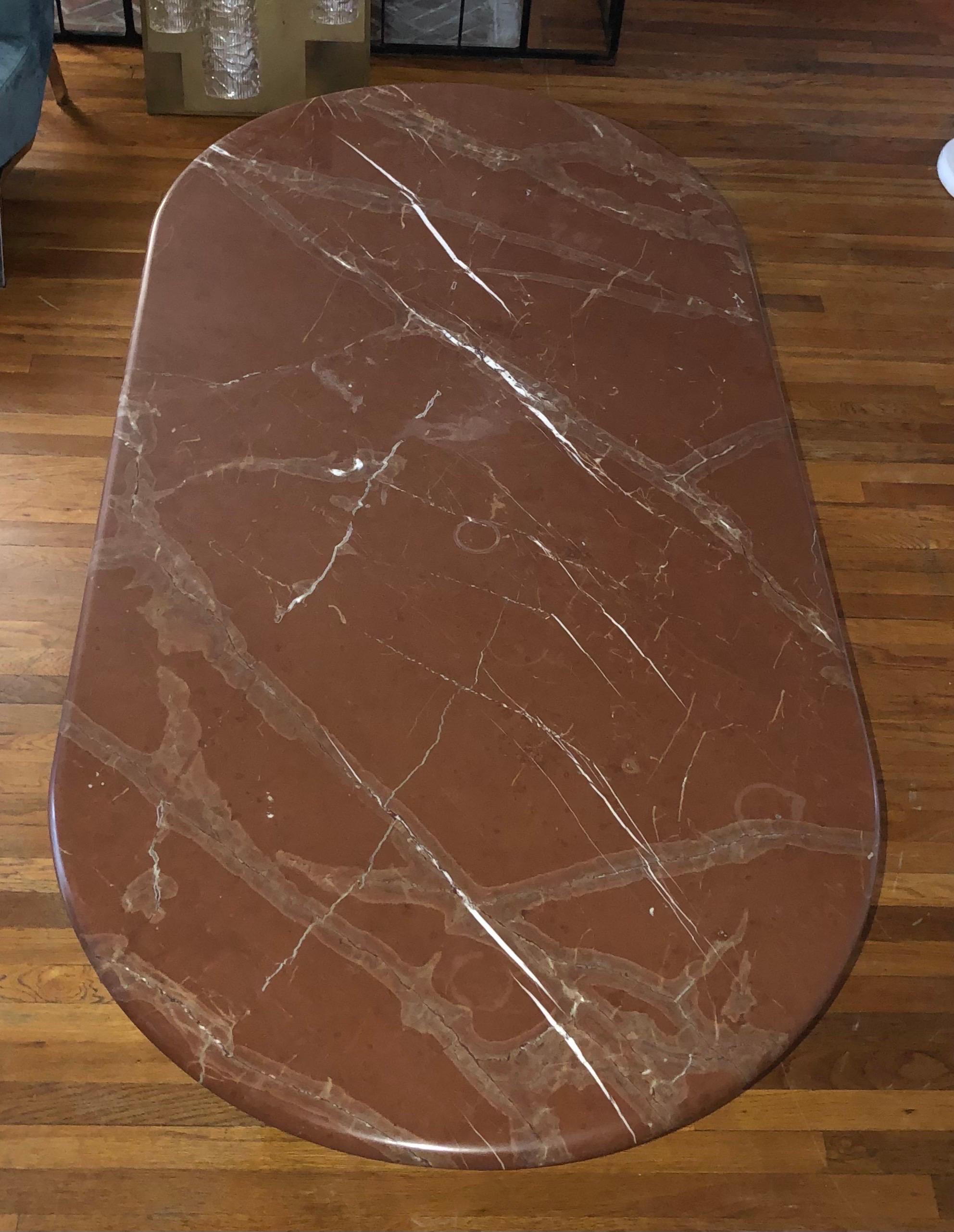 Spanish Vintage Knoll Dining Table by Joe D'urso in Rojo Alicante Marble