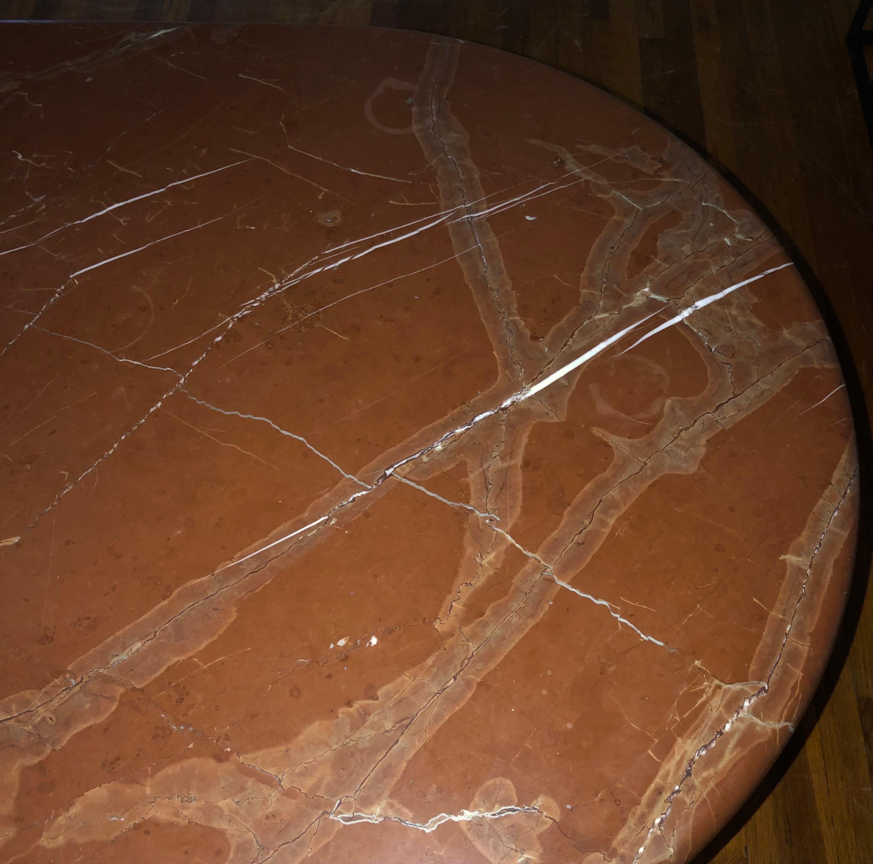 Polished Vintage Knoll Dining Table by Joe D'urso in Rojo Alicante Marble