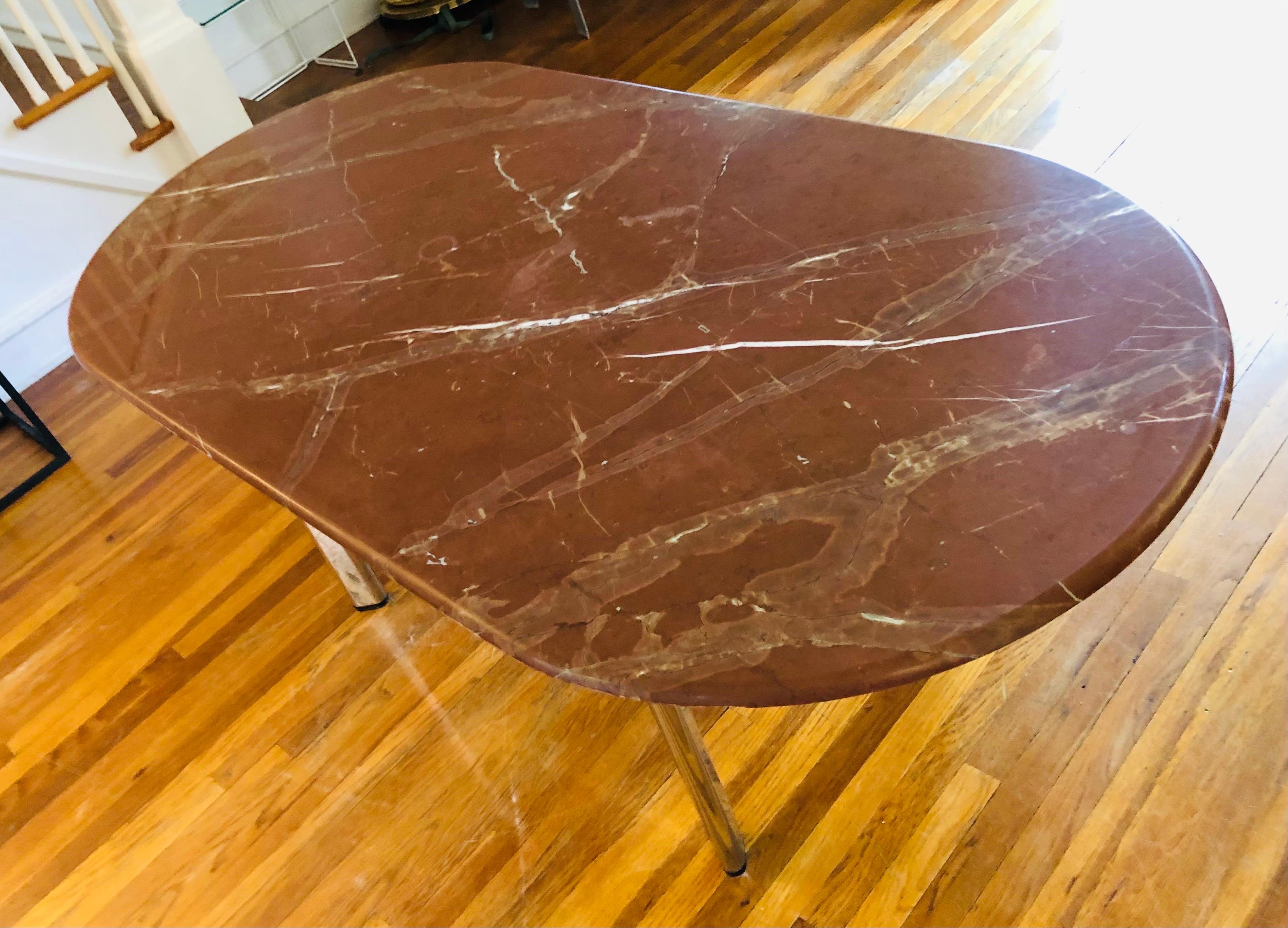 Late 20th Century Vintage Knoll Dining Table by Joe D'urso in Rojo Alicante Marble
