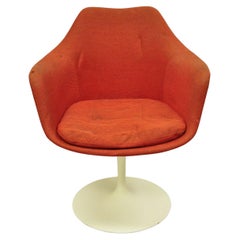Vintage Knoll Eero Saarinen Red Upholstered Fiberglass Tulip Arm Chair