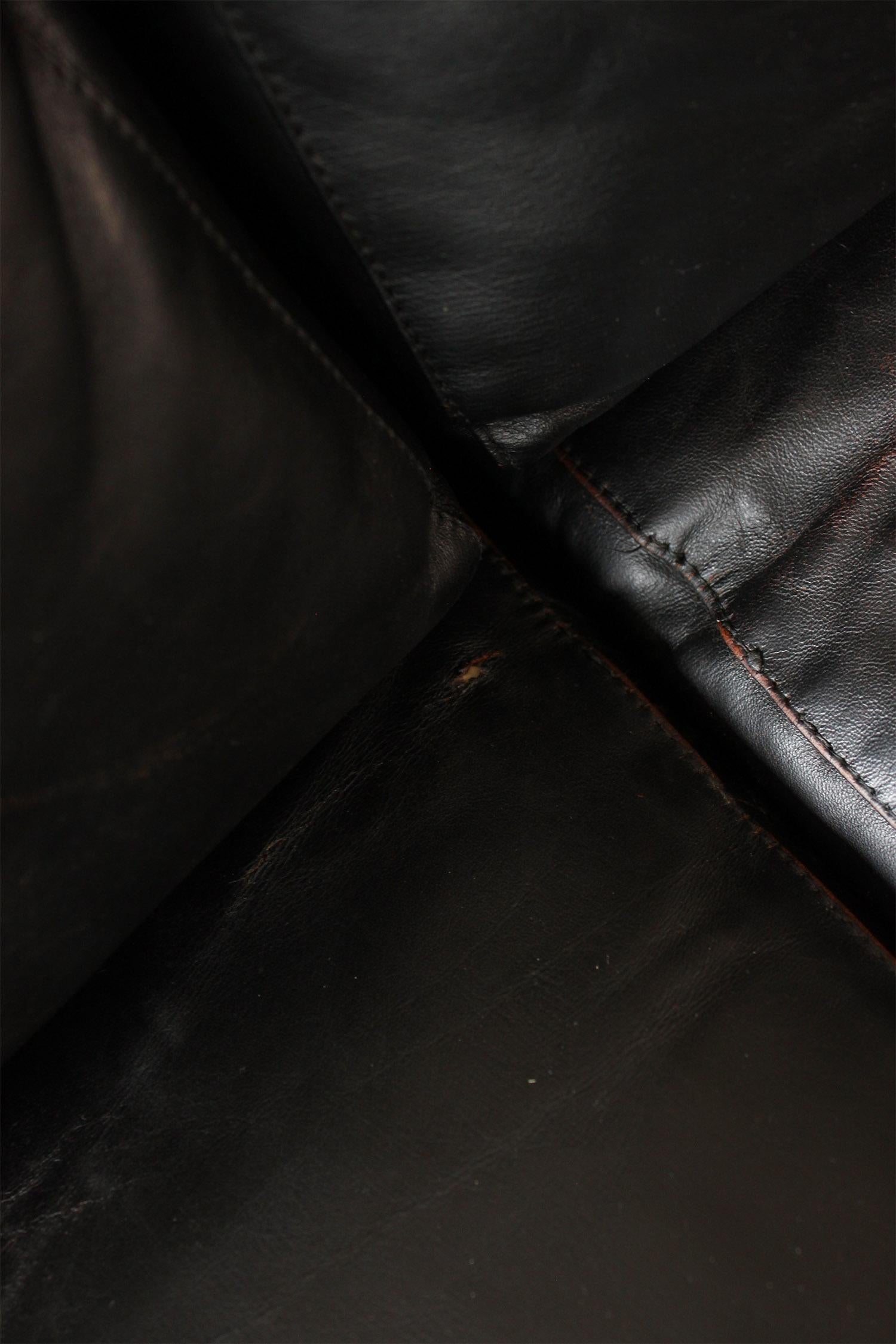Divano vintage Knoll /Gavina Bastiano di Afra & Tobia Scarpa in pelle nera Nutwood 3