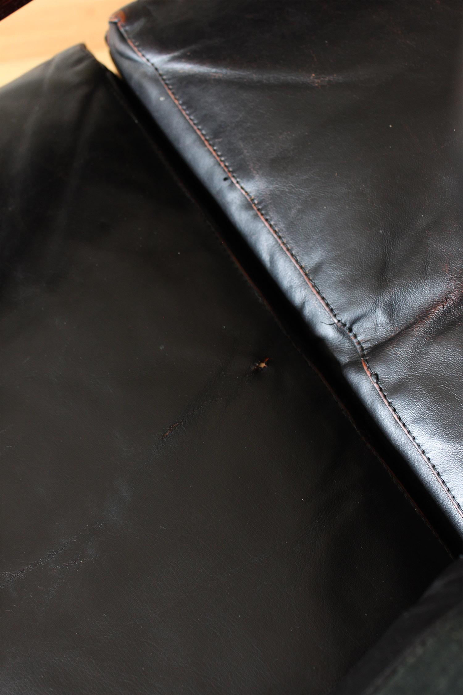 Divano vintage Knoll /Gavina Bastiano di Afra & Tobia Scarpa in pelle nera Nutwood 10