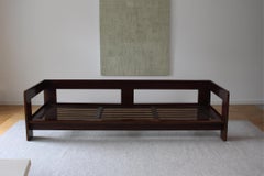 Vintage Knoll /Gavina Bastiano Sofa by Afra & Tobia Scarpa black leather Nutwood