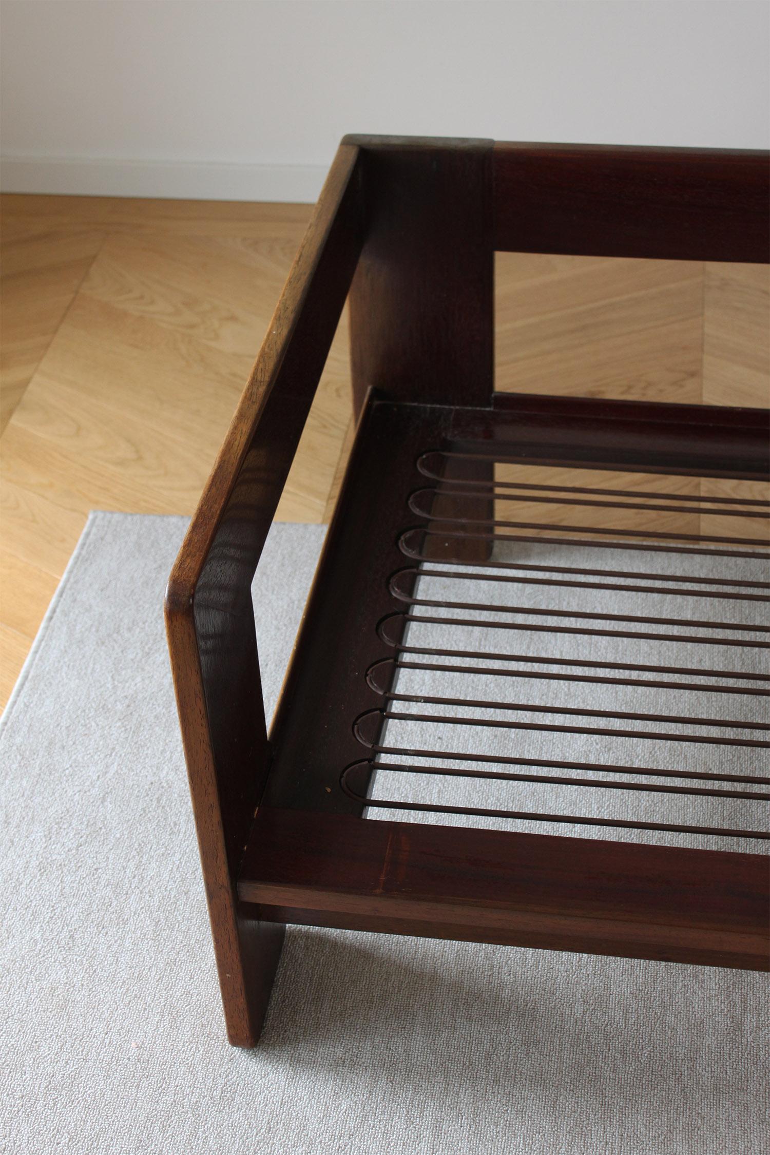 Mid-Century moderno Divano vintage Knoll /Gavina Bastiano di Afra & Tobia Scarpa in pelle nera Nutwood
