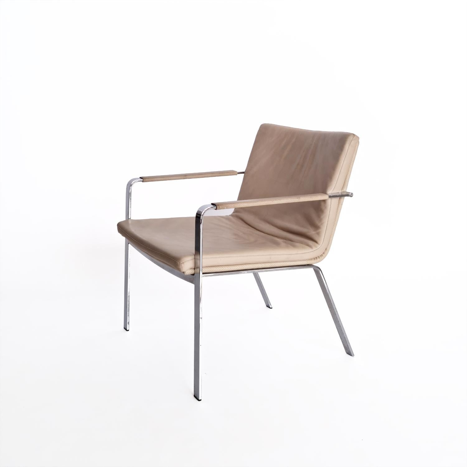 Sillón Vintage Knoll International - Diseño de los años 80 Cuero en venta