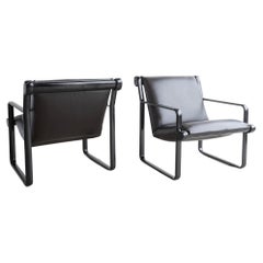 Vintage Knoll Leather Lounge Chairs by Bruce Hannah & Andrew Morrison 1971