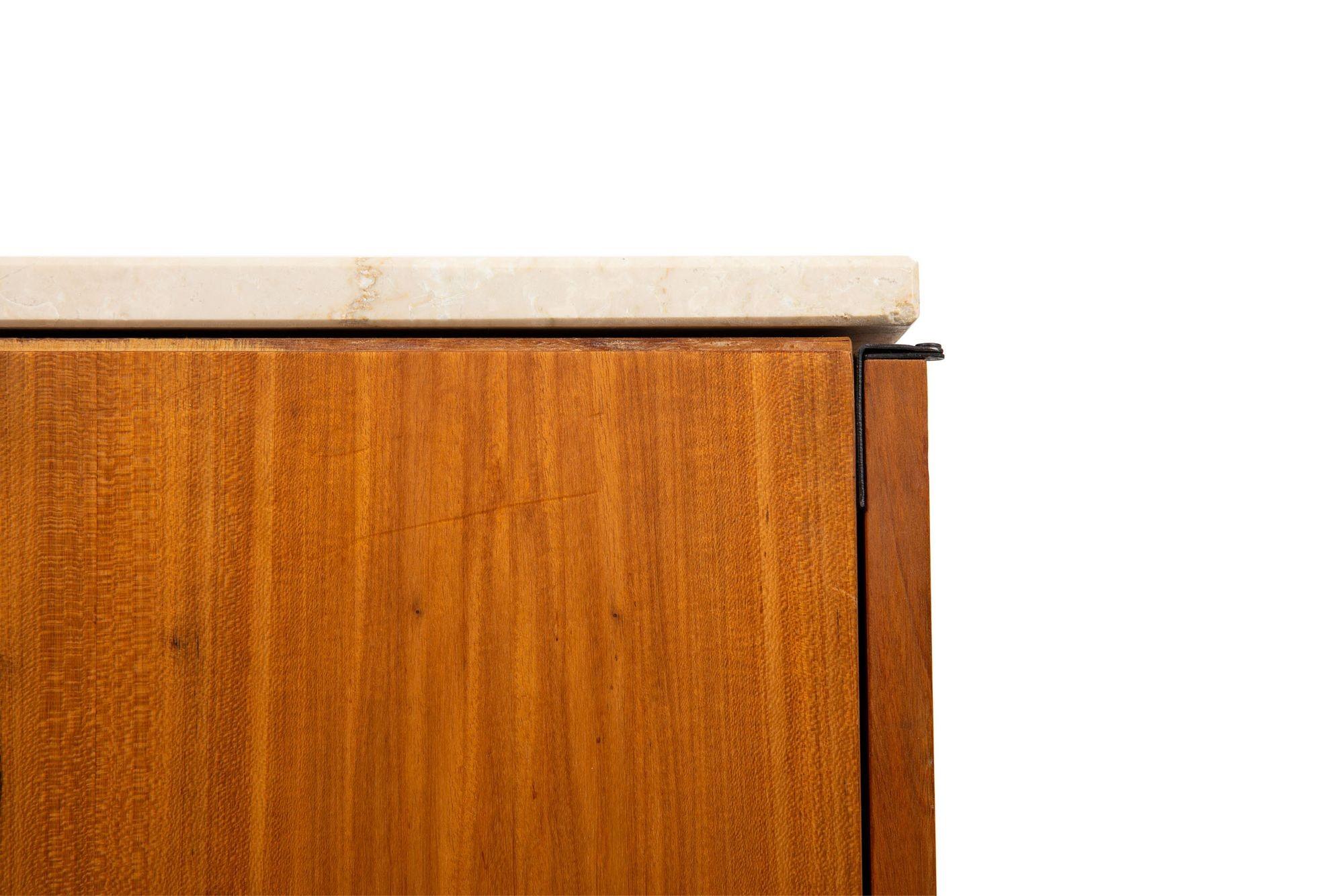 Vintage Knoll Marble and Teak Double-Sided Credenza Cabinet 9