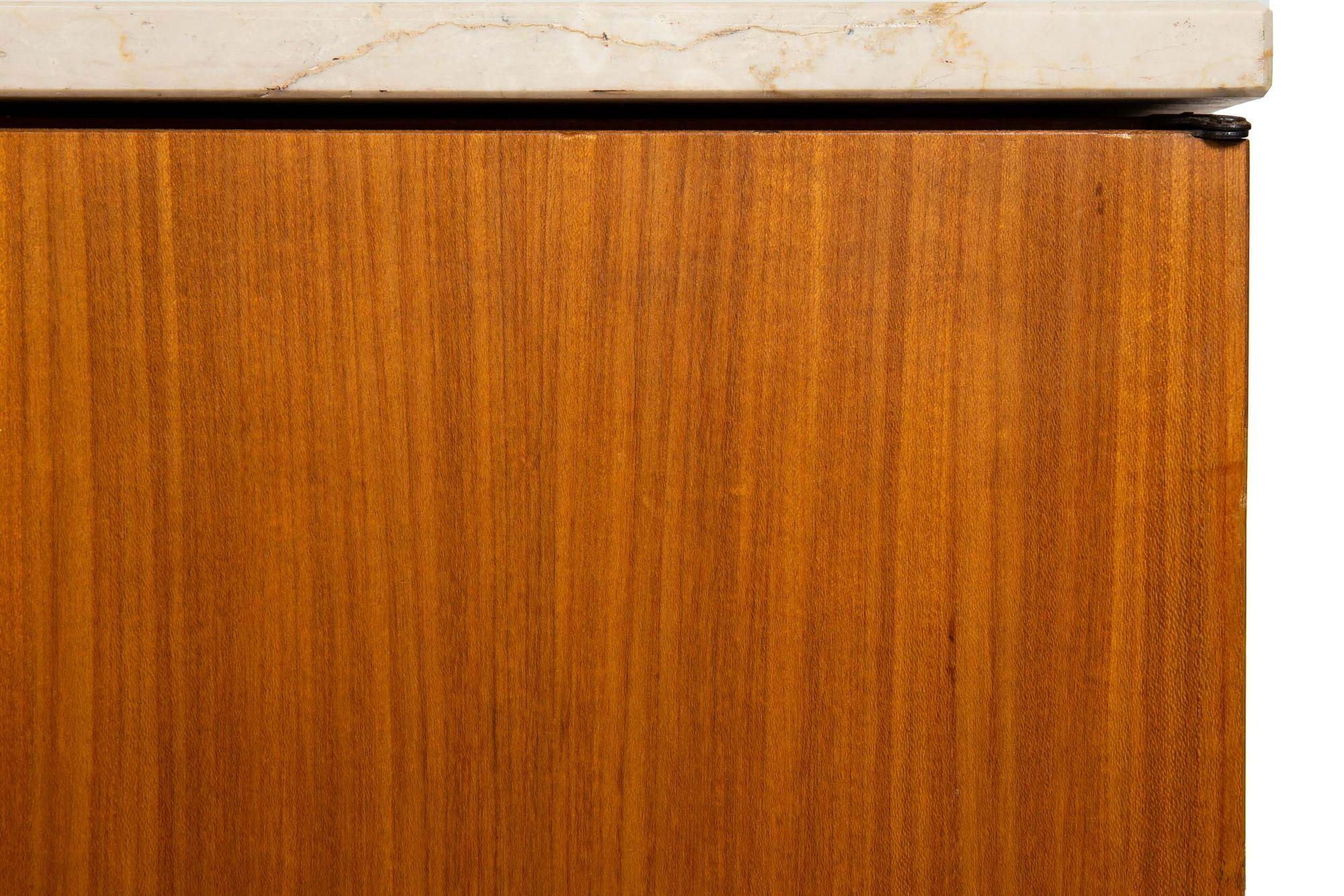 Vintage Knoll Marble and Teak Double-Sided Credenza Cabinet 12
