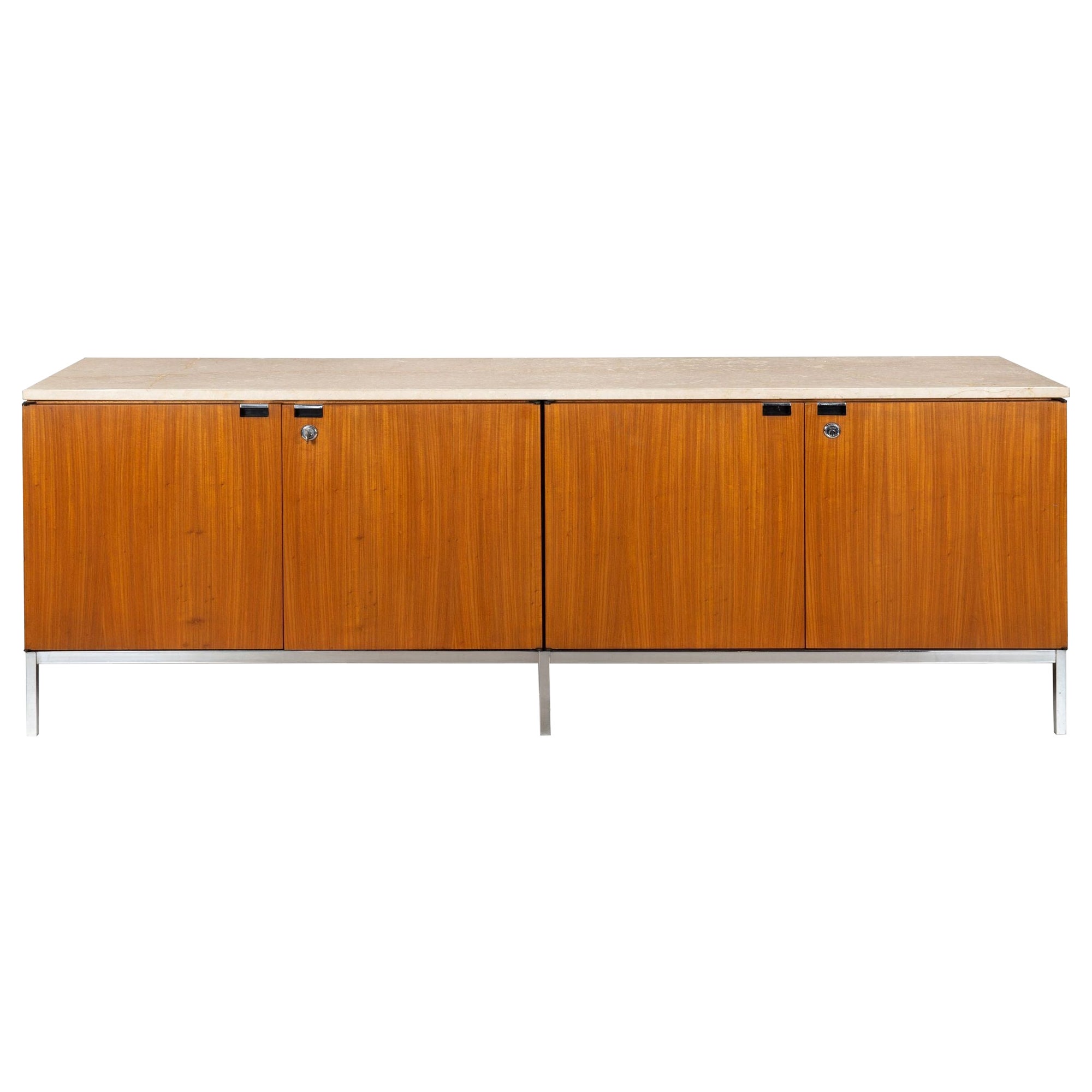 Vieille crédence Knoll en marbre et teck à double face