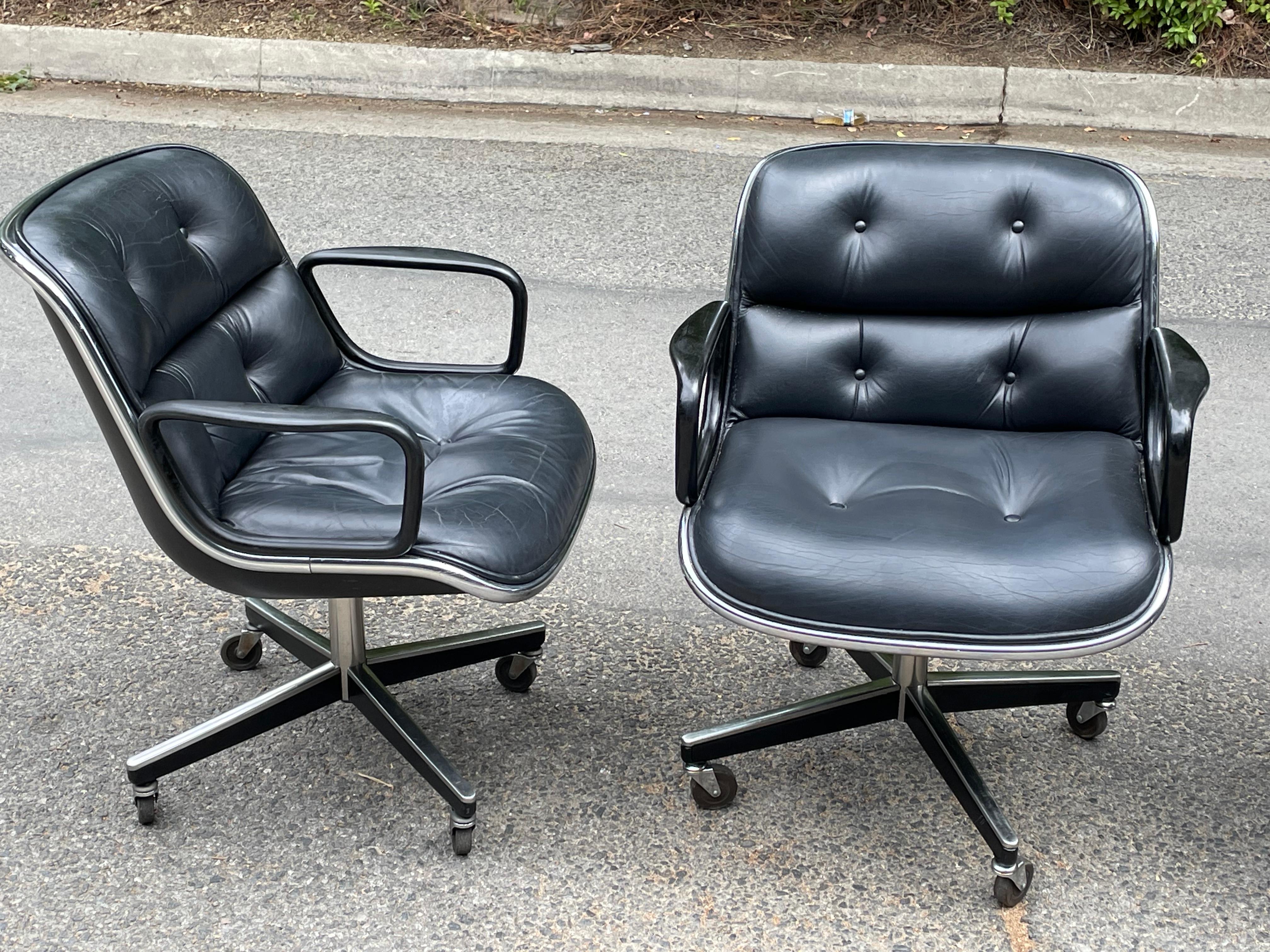 Vintage Knoll Pollock Chair in Black Leather 13