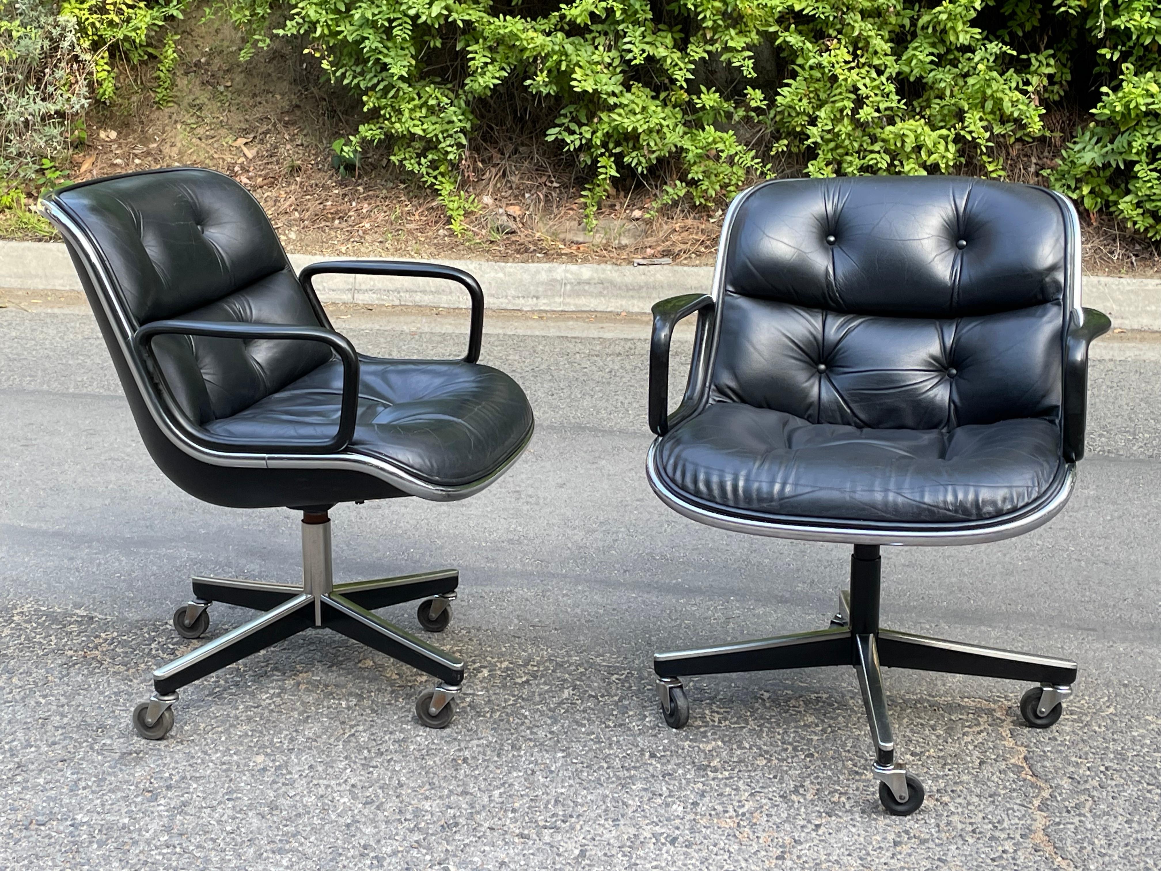 Vintage Knoll Pollock Chair in Black Leather 2