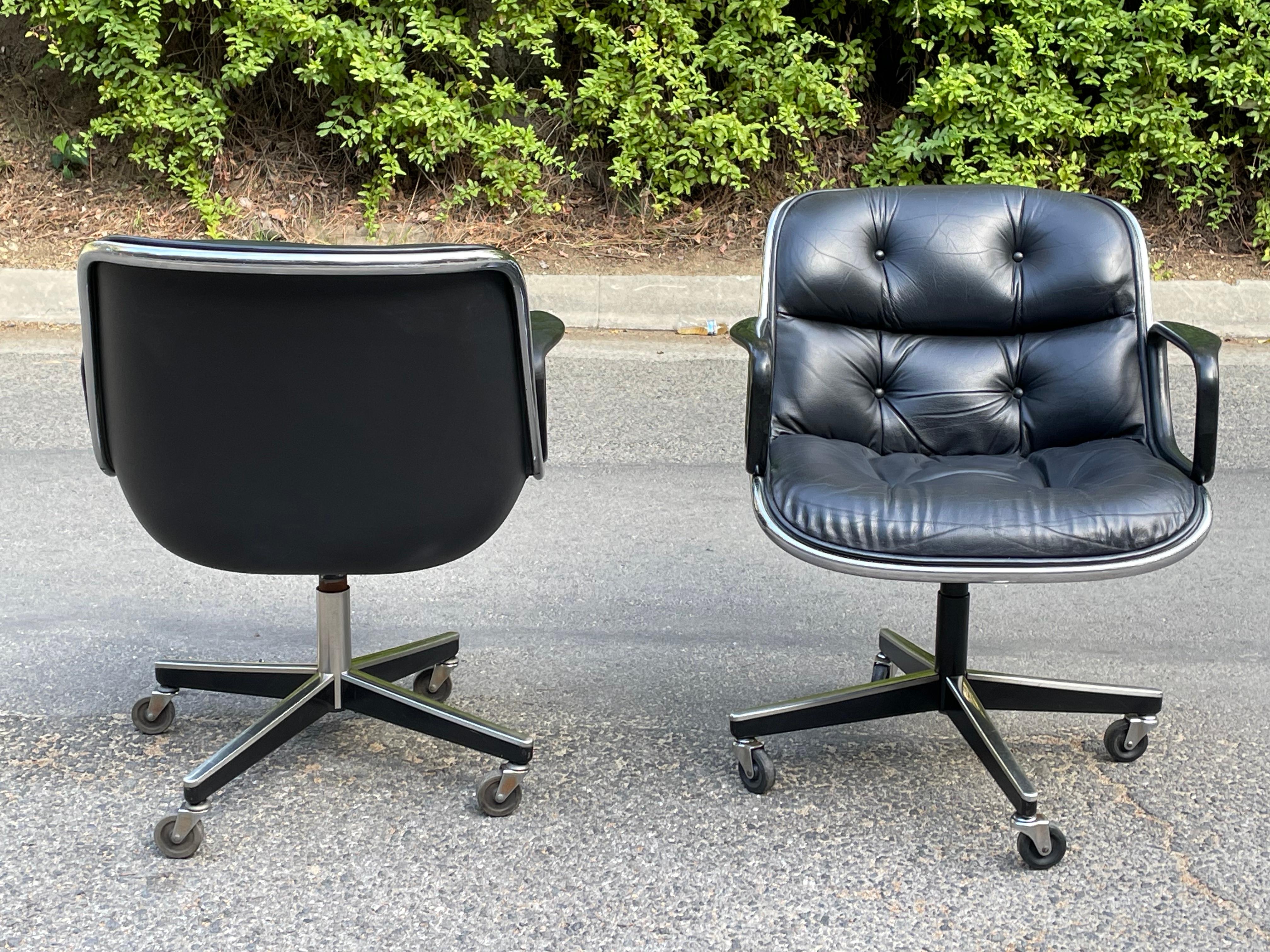 Vintage Knoll Pollock Chair in Black Leather 3