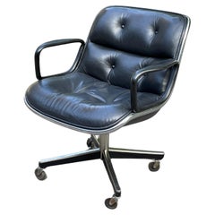 Vintage Knoll Pollock Chair in Black Leather