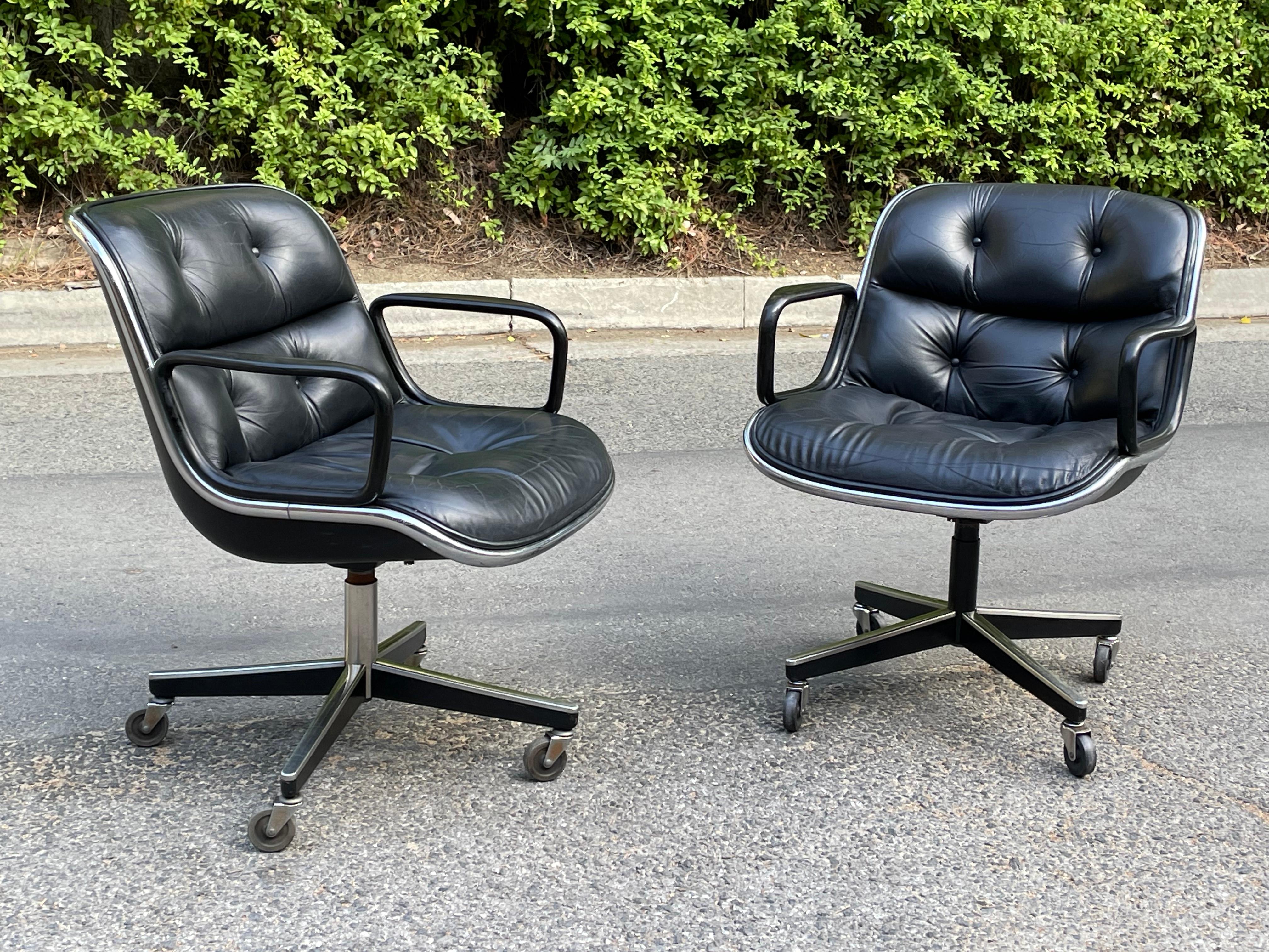 Vintage Knoll Pollock Chairs in Black Leather - Pair 5