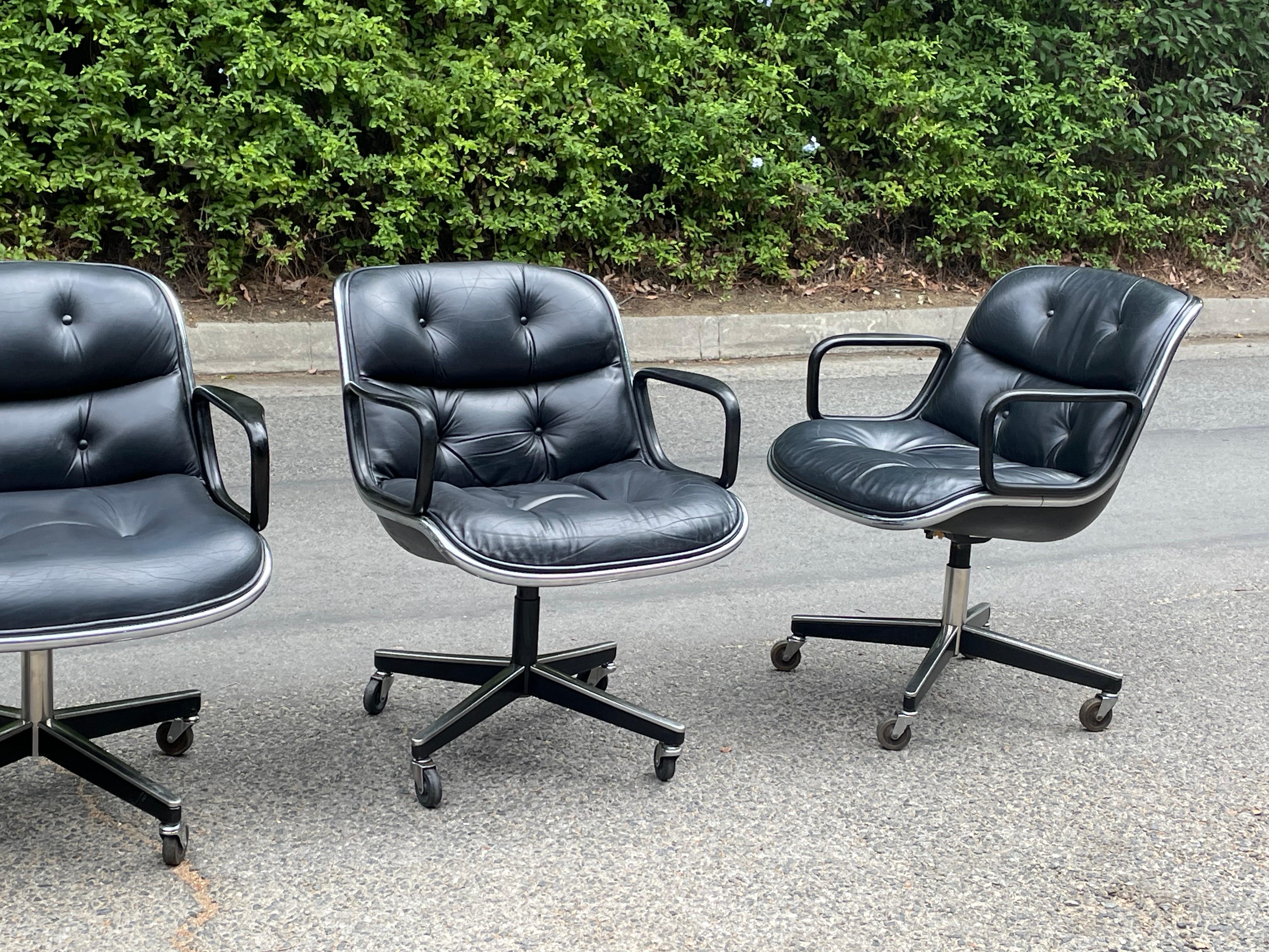 Vintage Knoll Pollock Chairs in Black Leather - Pair 11