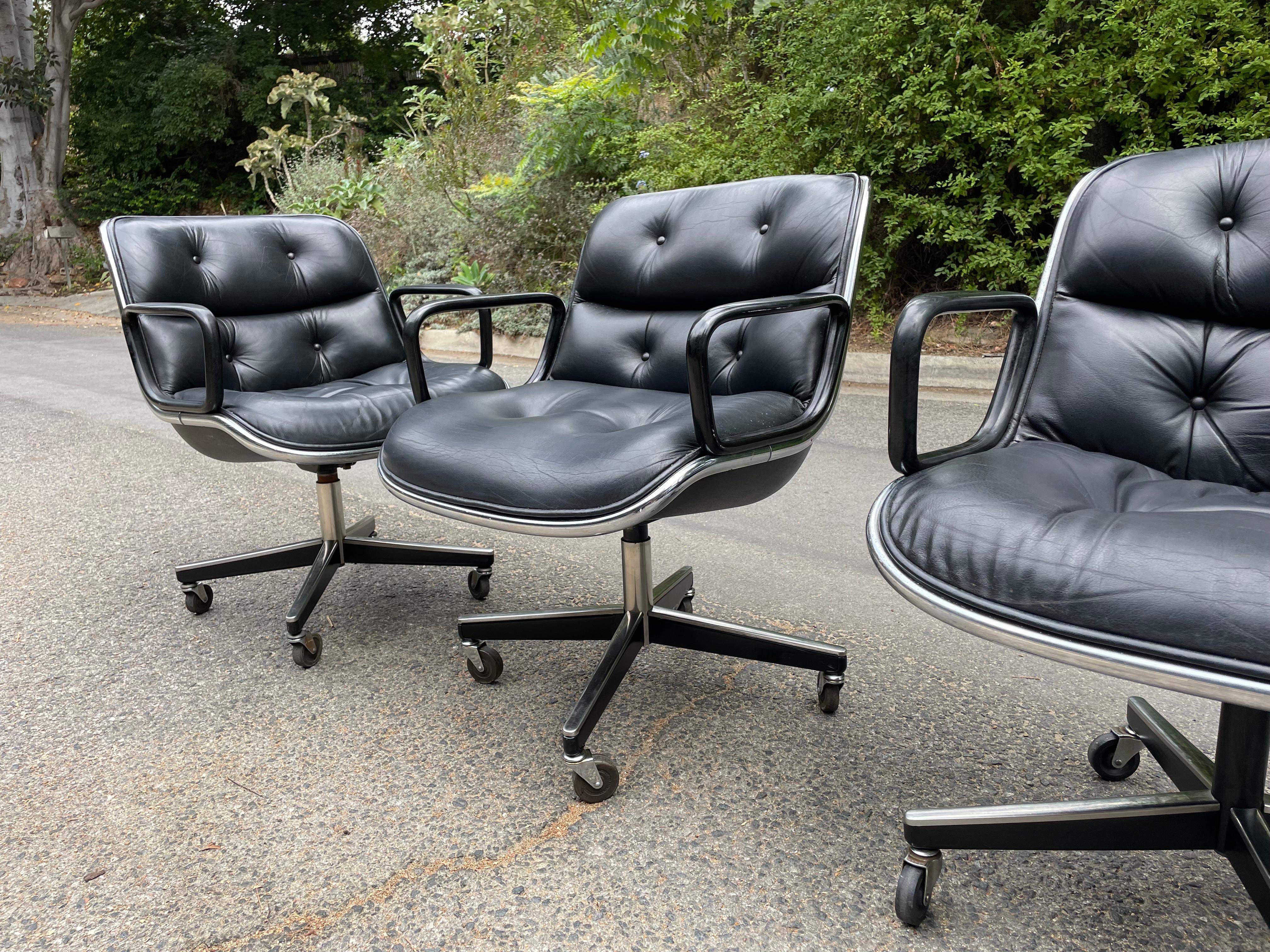 Vintage Knoll Pollock Chairs in Black Leather - Pair 12